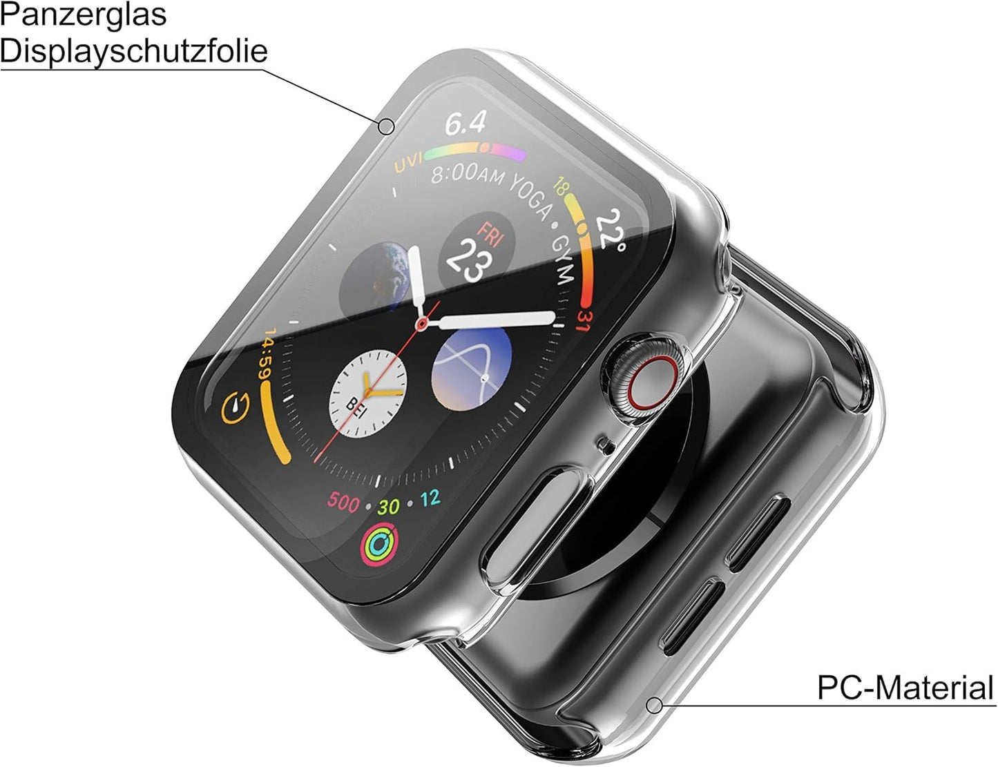 Misxi 2 Stück Harte PC Schutzhülle mit Gehärtetem Displayschutz für Apple Watch Series 11 (2025) Series 10 46mm, Ultra-dünne Anti-Fall Kratzfeste Abdeckung Schutz für iWatch, Mattschwarz