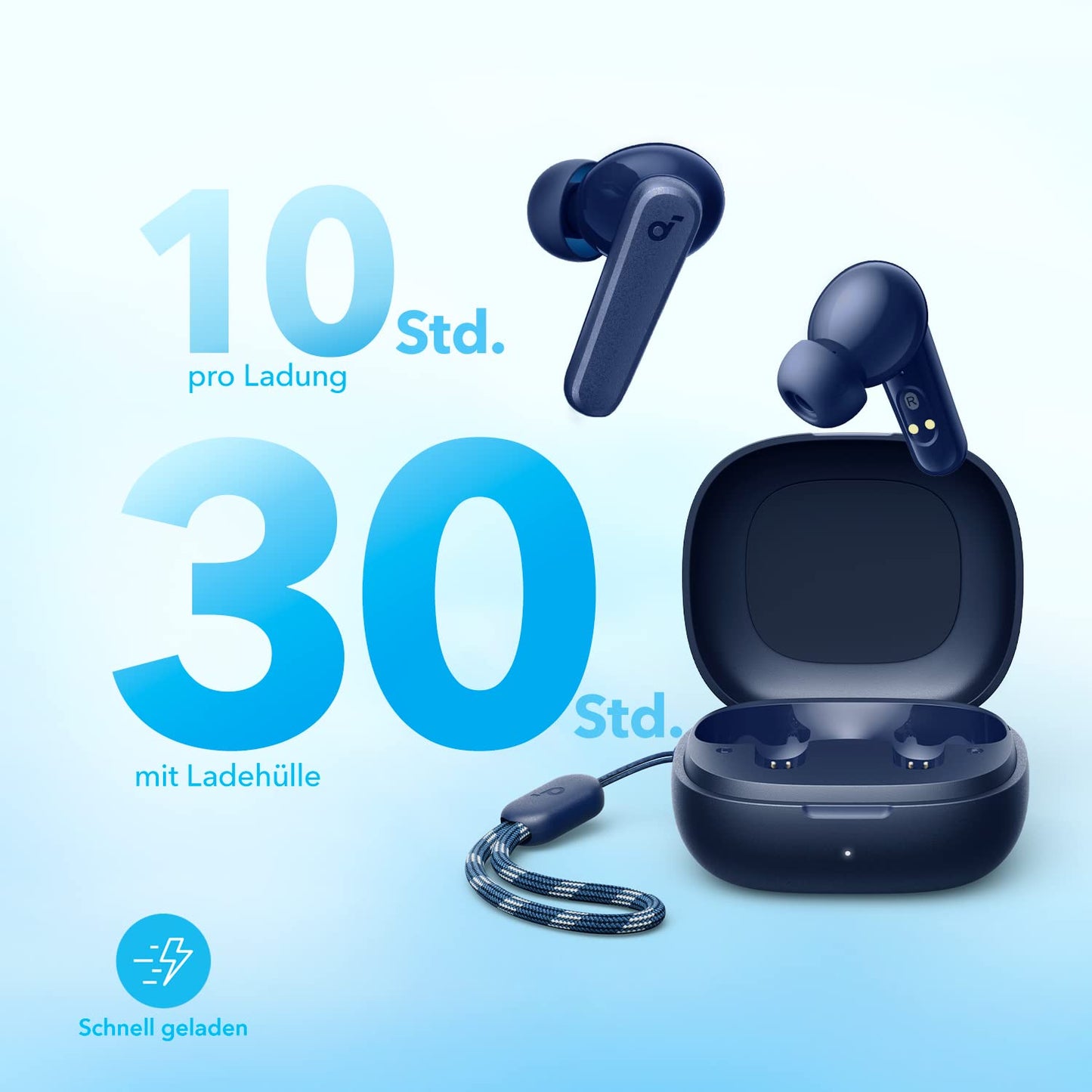 soundcore by Anker P20i Wireless Bluetooth Headphones In-Ear, 10 mm Driver, Bluetooth 5.3, Adjustable EQ, 30 Hours Playtime, IPX5 Waterproof, 2 Micros with AI, Single Use (Black)