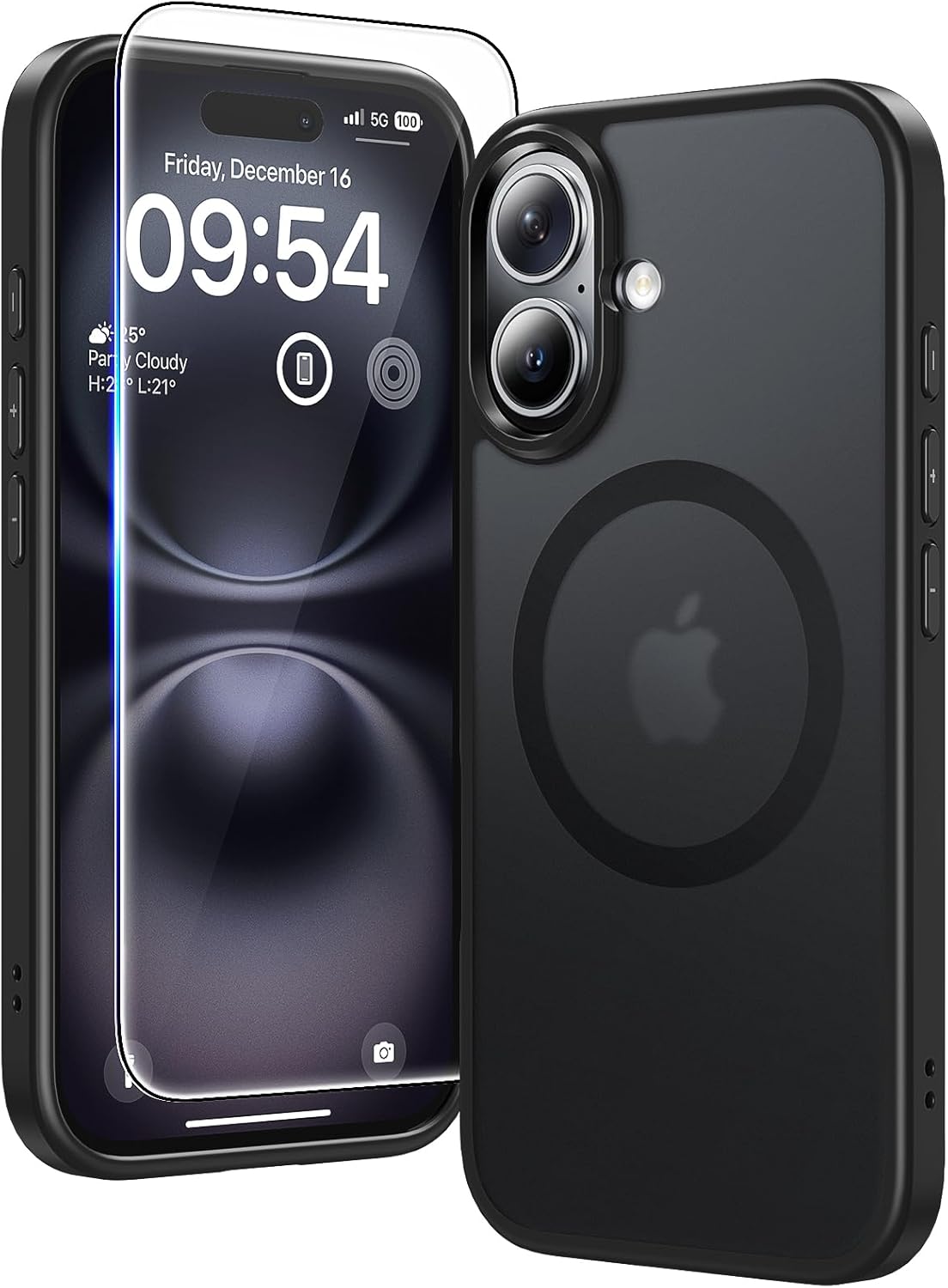 TAURI für iPhone 17 Hülle 6,3" mit Panzer Schutz Glas Folie, Kompatibel mit MagSafe, Schutz nach Militärstandard, [Anti-Vergilbung] Stoßfest Transparent Magnetisch Handyhülle - Durchsichtig