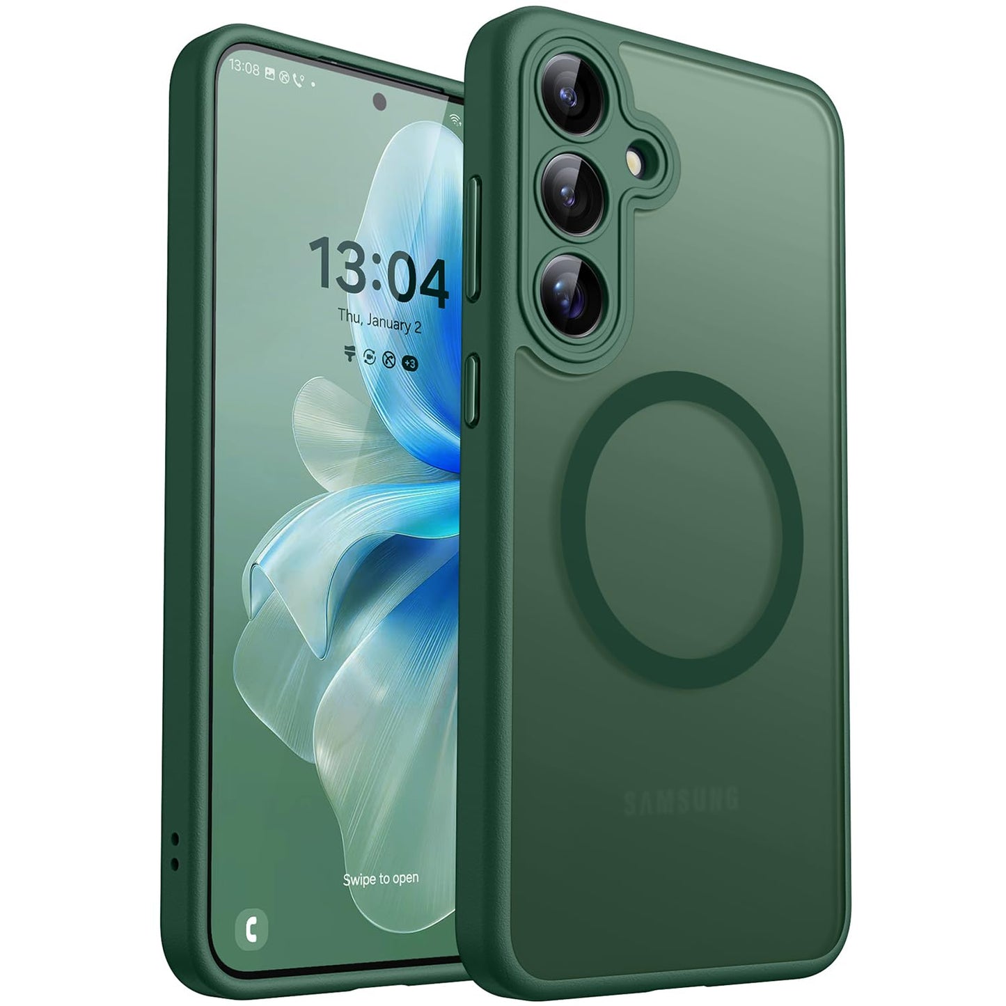 CANSHN für Samsung Galaxy S25 Hülle mit Kameraschutz für Magsafe (TOP Militärschutz & Magnetkraft) Extrem Haltbarkeit Handyhülle S25 Case - Transluzente Matt Schwarz