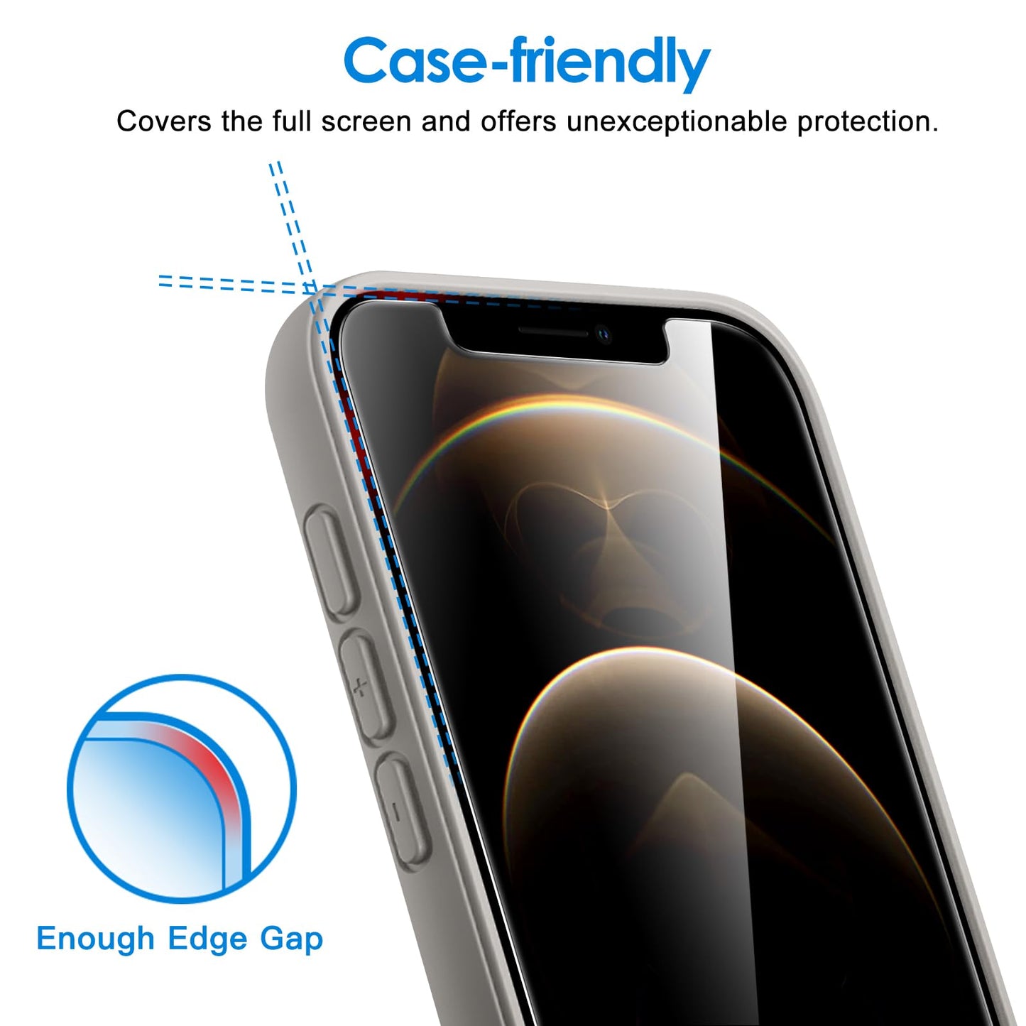 JETech Screen Protector for iPhone 12/12 Pro 6.1 Inch, Tempered Glass Screen Protector, Pack of 3