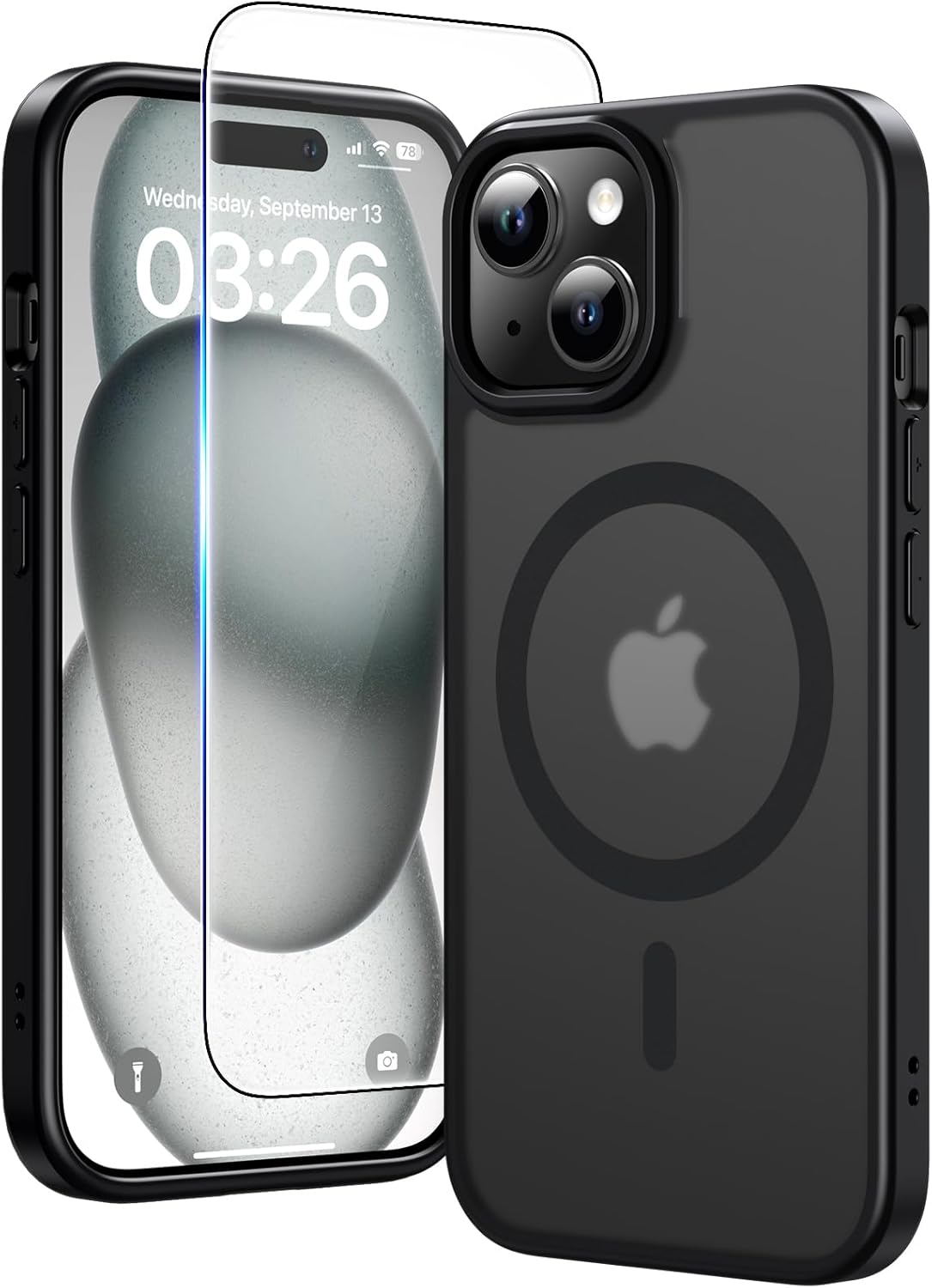 TAURI für iPhone 17 Hülle 6,3" mit Panzer Schutz Glas Folie, Kompatibel mit MagSafe, Schutz nach Militärstandard, [Anti-Vergilbung] Stoßfest Transparent Magnetisch Handyhülle - Durchsichtig
