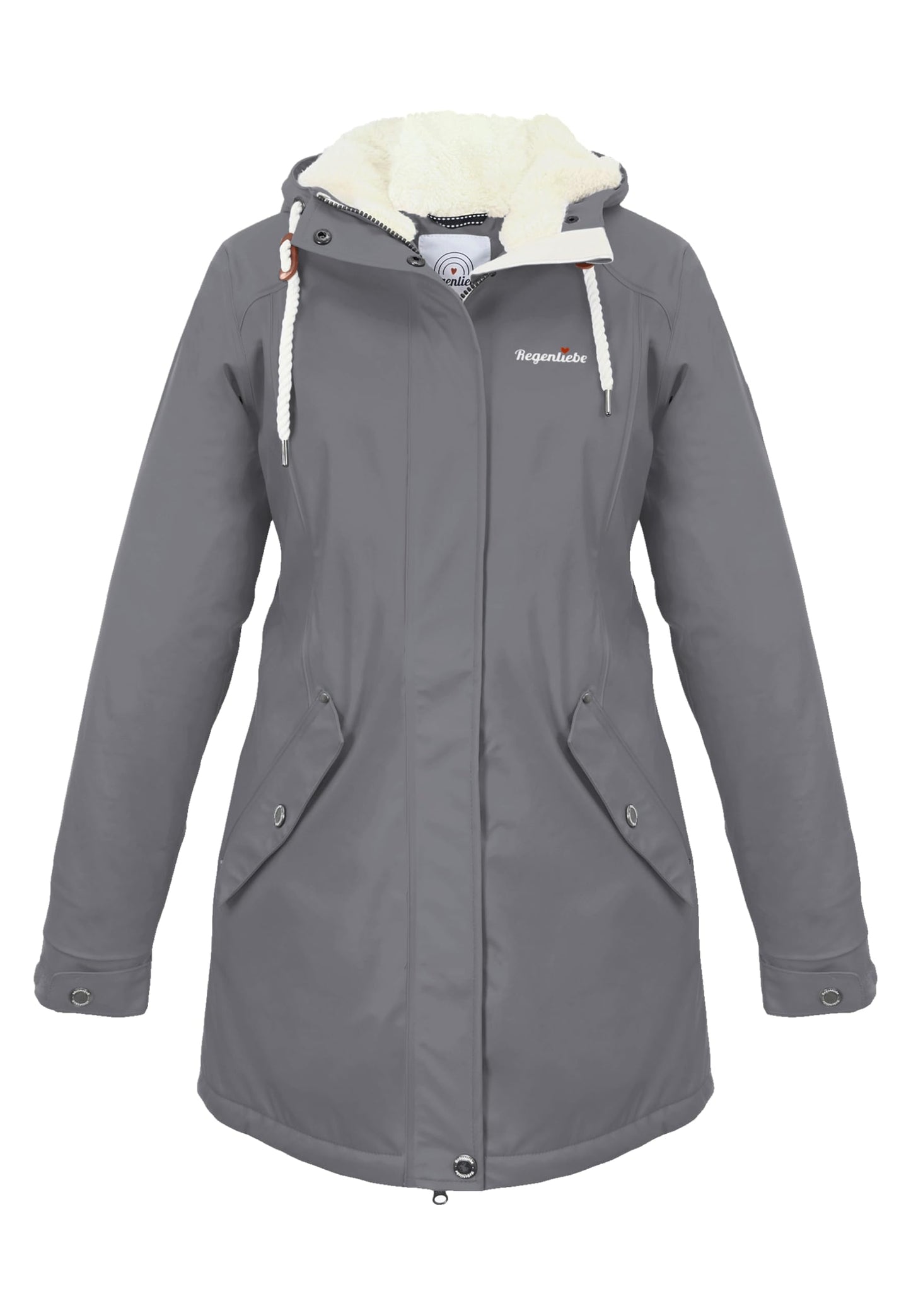 Regenliebe Damen Regenmantel wasserdicht Friesennerz mit Teddyfleece gefüttert