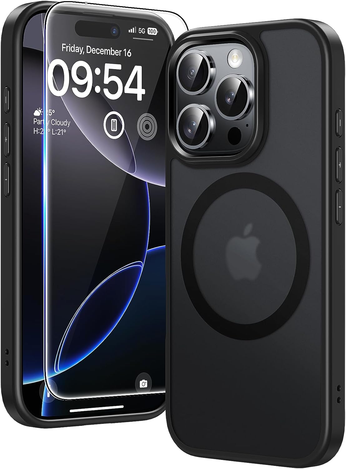 TAURI für iPhone 17 Hülle 6,3" mit Panzer Schutz Glas Folie, Kompatibel mit MagSafe, Schutz nach Militärstandard, [Anti-Vergilbung] Stoßfest Transparent Magnetisch Handyhülle - Durchsichtig