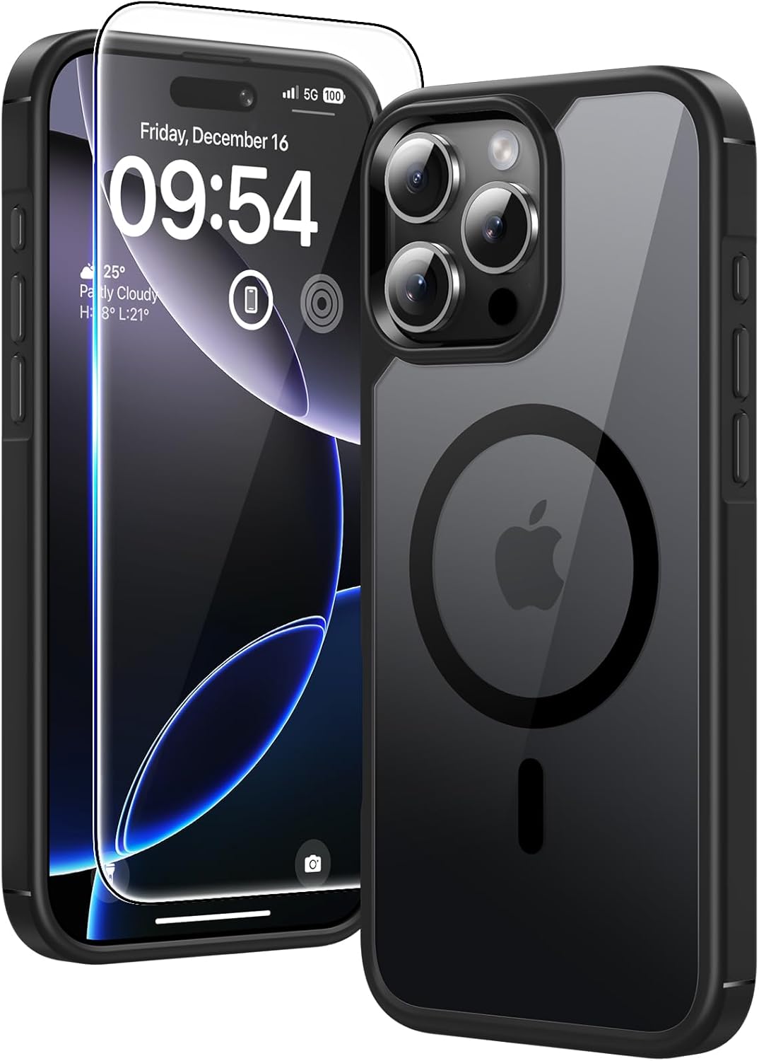TAURI für iPhone 17 Hülle 6,3" mit Panzer Schutz Glas Folie, Kompatibel mit MagSafe, Schutz nach Militärstandard, [Anti-Vergilbung] Stoßfest Transparent Magnetisch Handyhülle - Durchsichtig