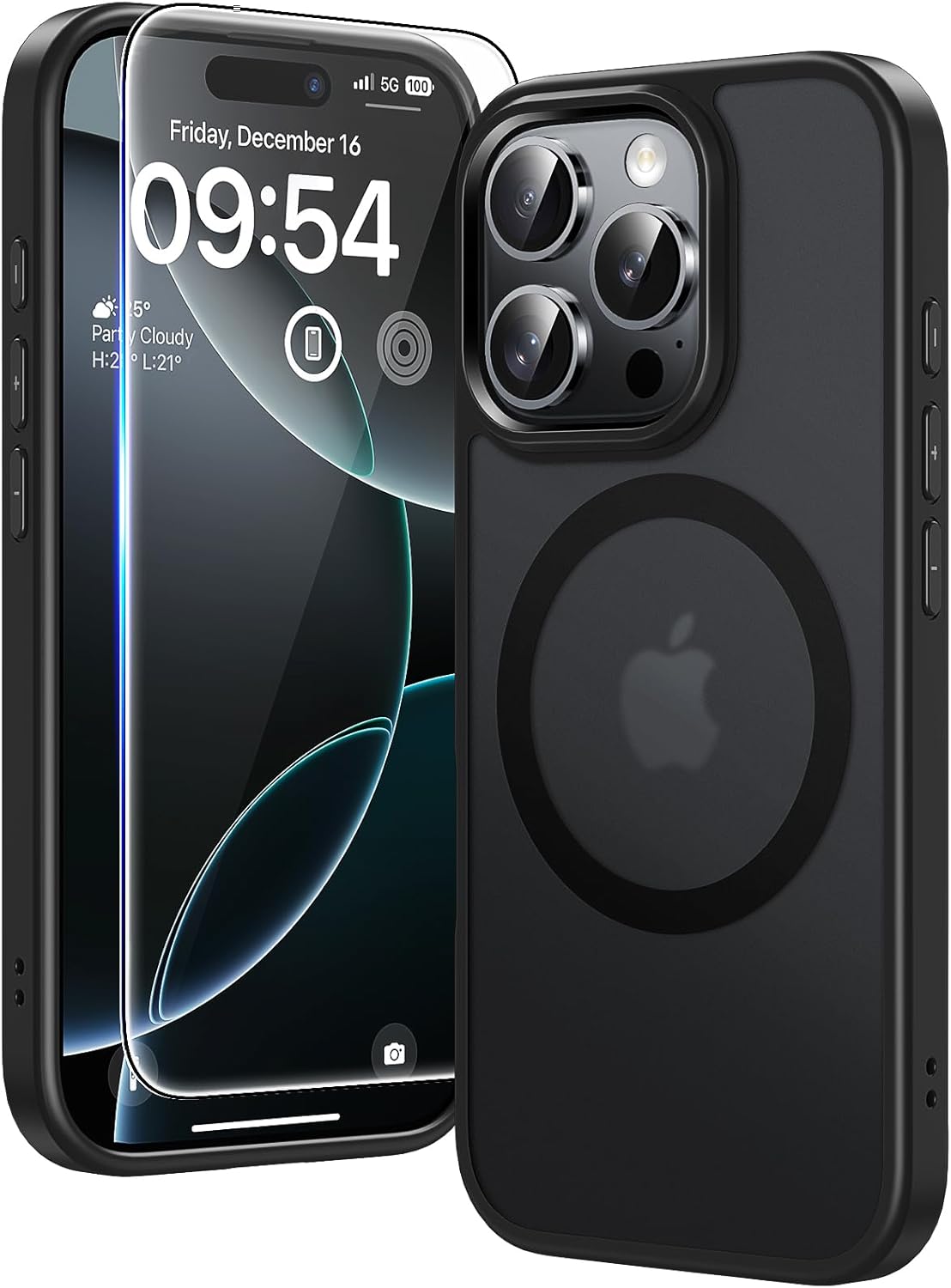TAURI für iPhone 17 Hülle 6,3" mit Panzer Schutz Glas Folie, Kompatibel mit MagSafe, Schutz nach Militärstandard, [Anti-Vergilbung] Stoßfest Transparent Magnetisch Handyhülle - Durchsichtig