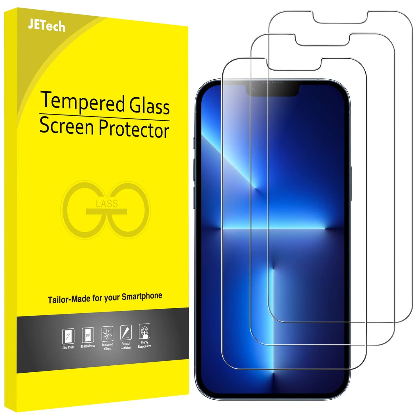 JETech Screen Protector for iPhone 12/12 Pro 6.1 Inch, Tempered Glass Screen Protector, Pack of 3
