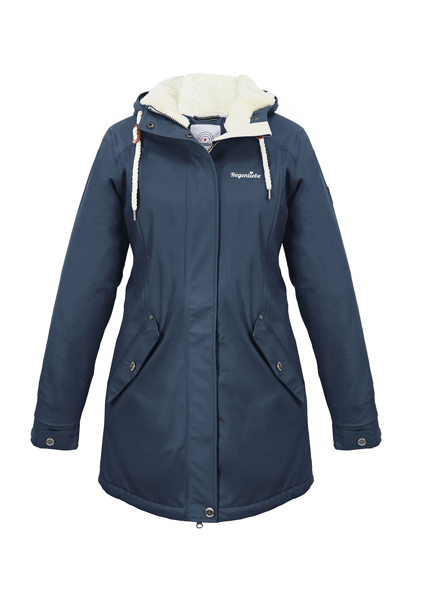 Regenliebe Damen Regenmantel wasserdicht Friesennerz mit Teddyfleece gefüttert