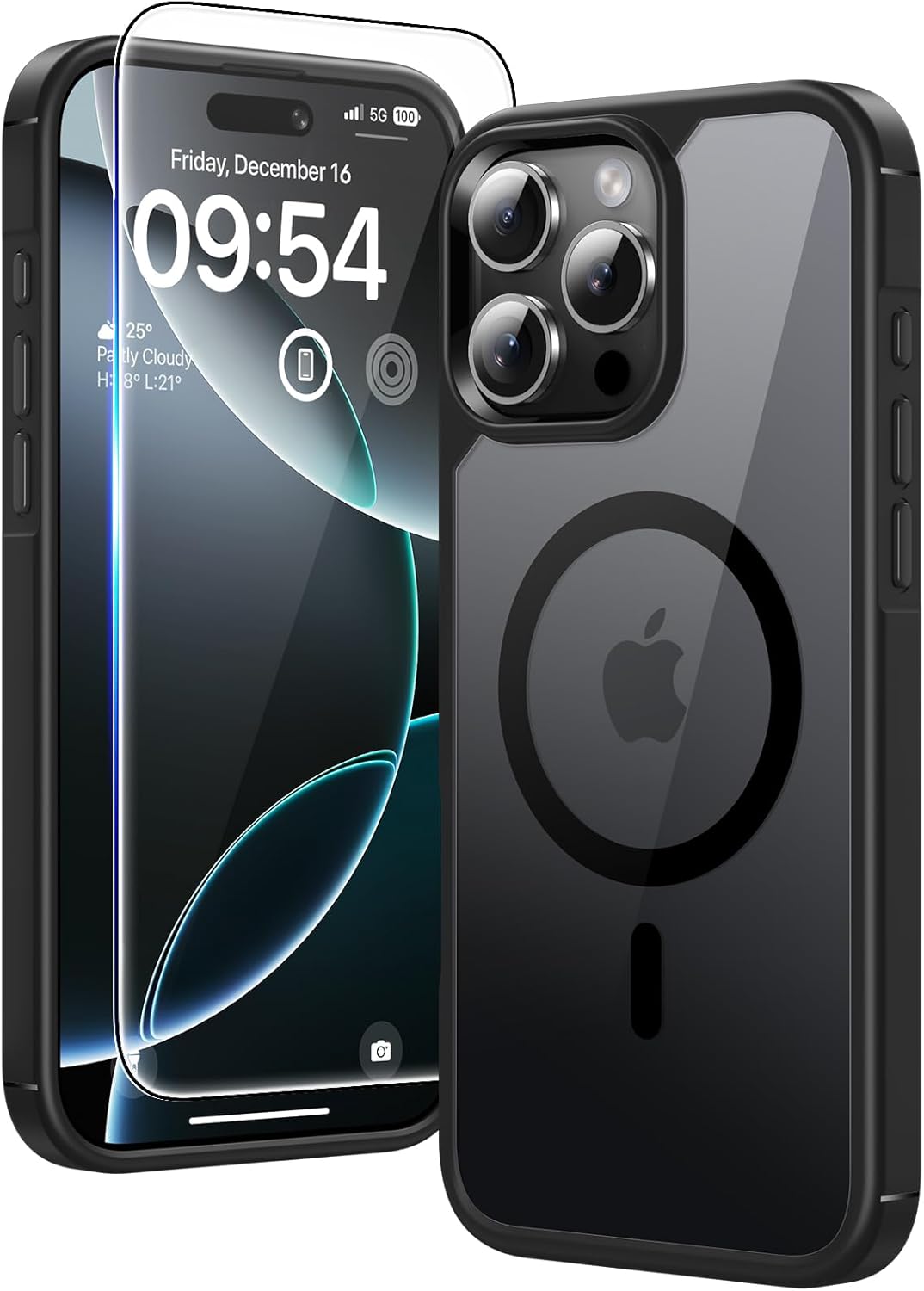 TAURI für iPhone 17 Hülle 6,3" mit Panzer Schutz Glas Folie, Kompatibel mit MagSafe, Schutz nach Militärstandard, [Anti-Vergilbung] Stoßfest Transparent Magnetisch Handyhülle - Durchsichtig