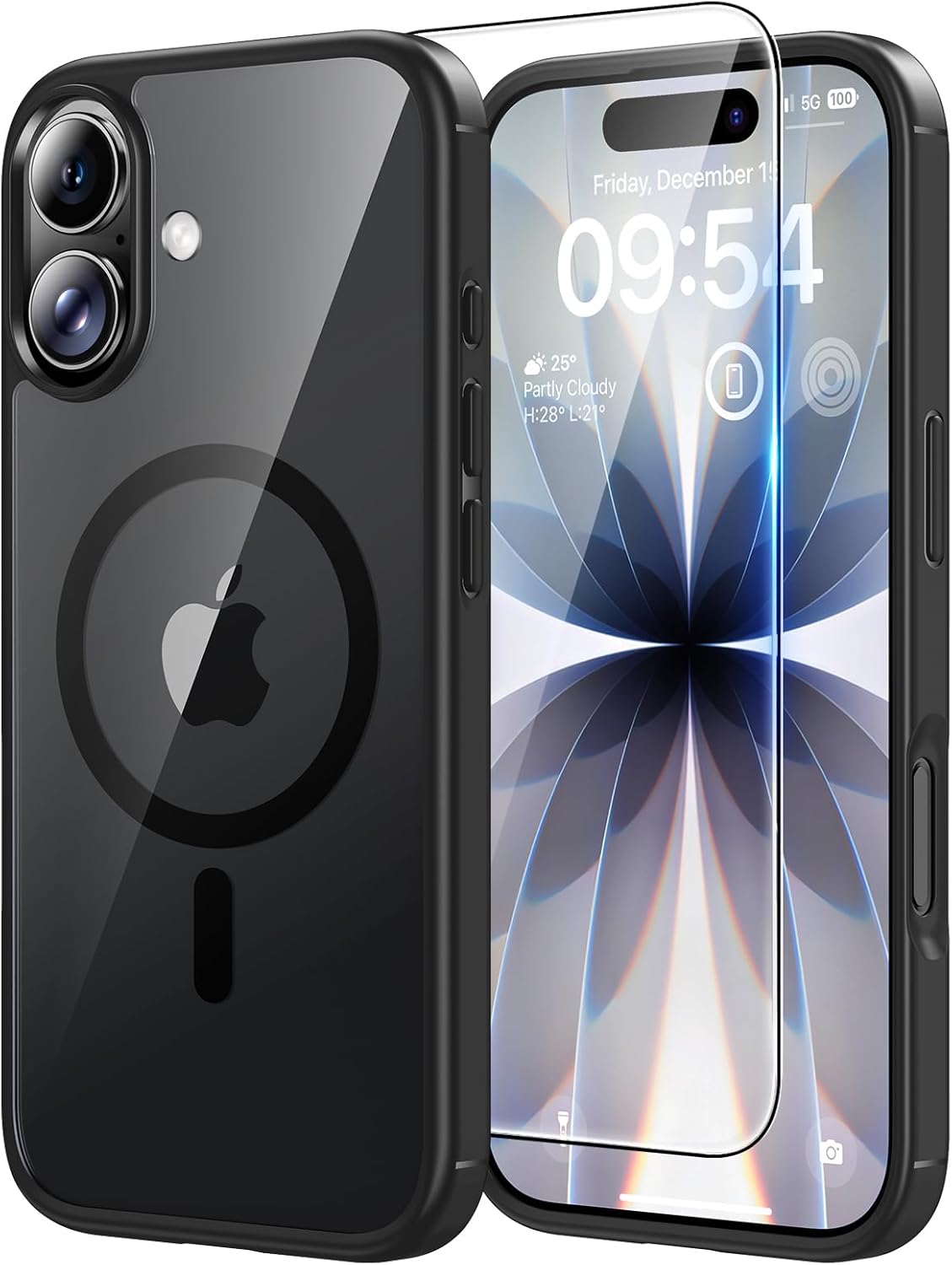 TAURI für iPhone 17 Hülle 6,3" mit Panzer Schutz Glas Folie, Kompatibel mit MagSafe, Schutz nach Militärstandard, [Anti-Vergilbung] Stoßfest Transparent Magnetisch Handyhülle - Durchsichtig