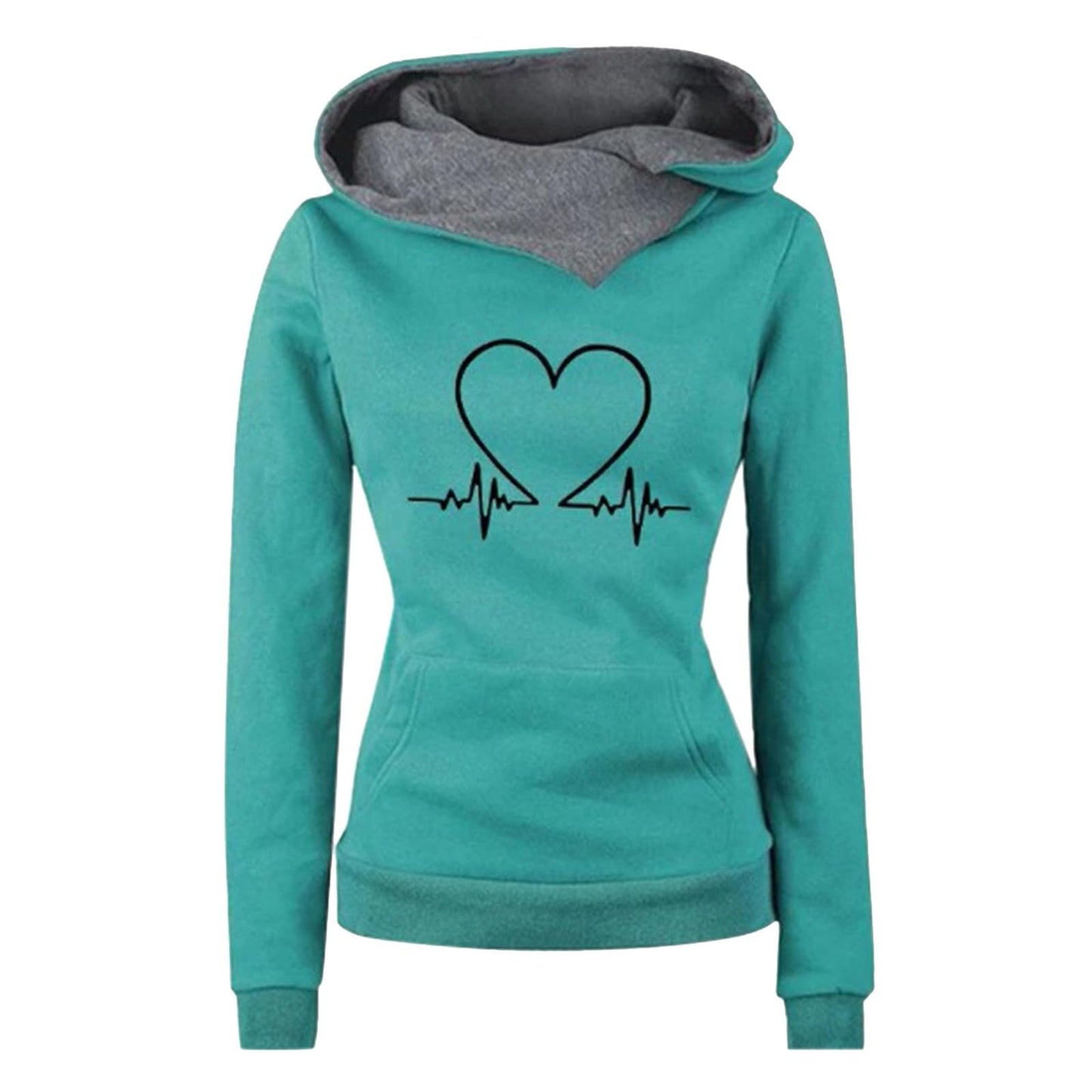 Damen-Hoodie, lässiger Slim-Fit-Hoodie, bedruckter Love Plus -Pullover-Hoodie Maritime Kleidung Damen Hoodies Teenager Mädchen Trend Christmas Pullover Woman Meine Bestellungen Sale