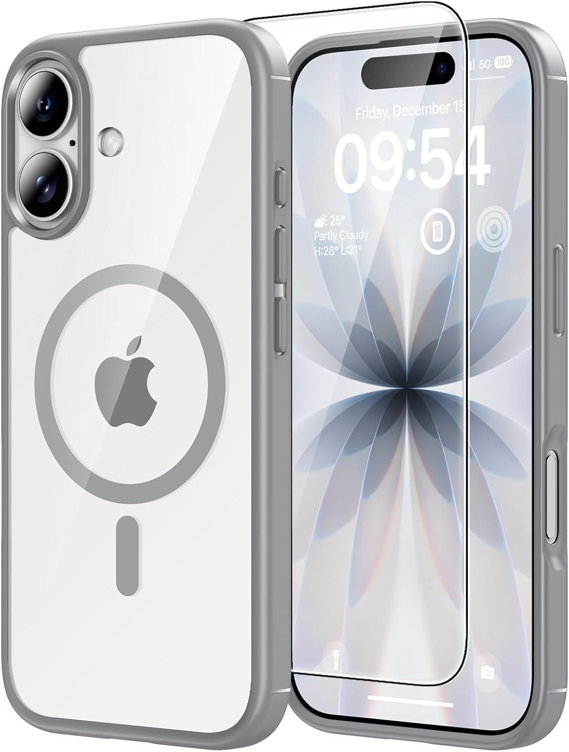TAURI für iPhone 17 Hülle 6,3" mit Panzer Schutz Glas Folie, Kompatibel mit MagSafe, Schutz nach Militärstandard, [Anti-Vergilbung] Stoßfest Transparent Magnetisch Handyhülle - Durchsichtig