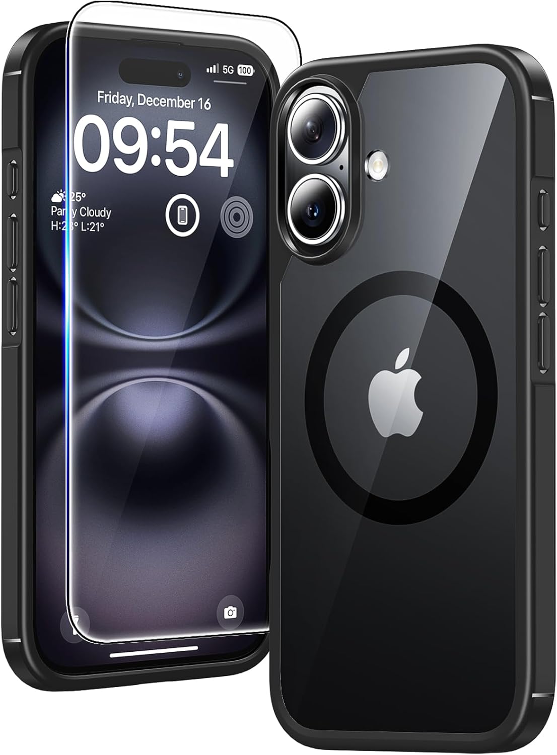 TAURI für iPhone 17 Hülle 6,3" mit Panzer Schutz Glas Folie, Kompatibel mit MagSafe, Schutz nach Militärstandard, [Anti-Vergilbung] Stoßfest Transparent Magnetisch Handyhülle - Durchsichtig