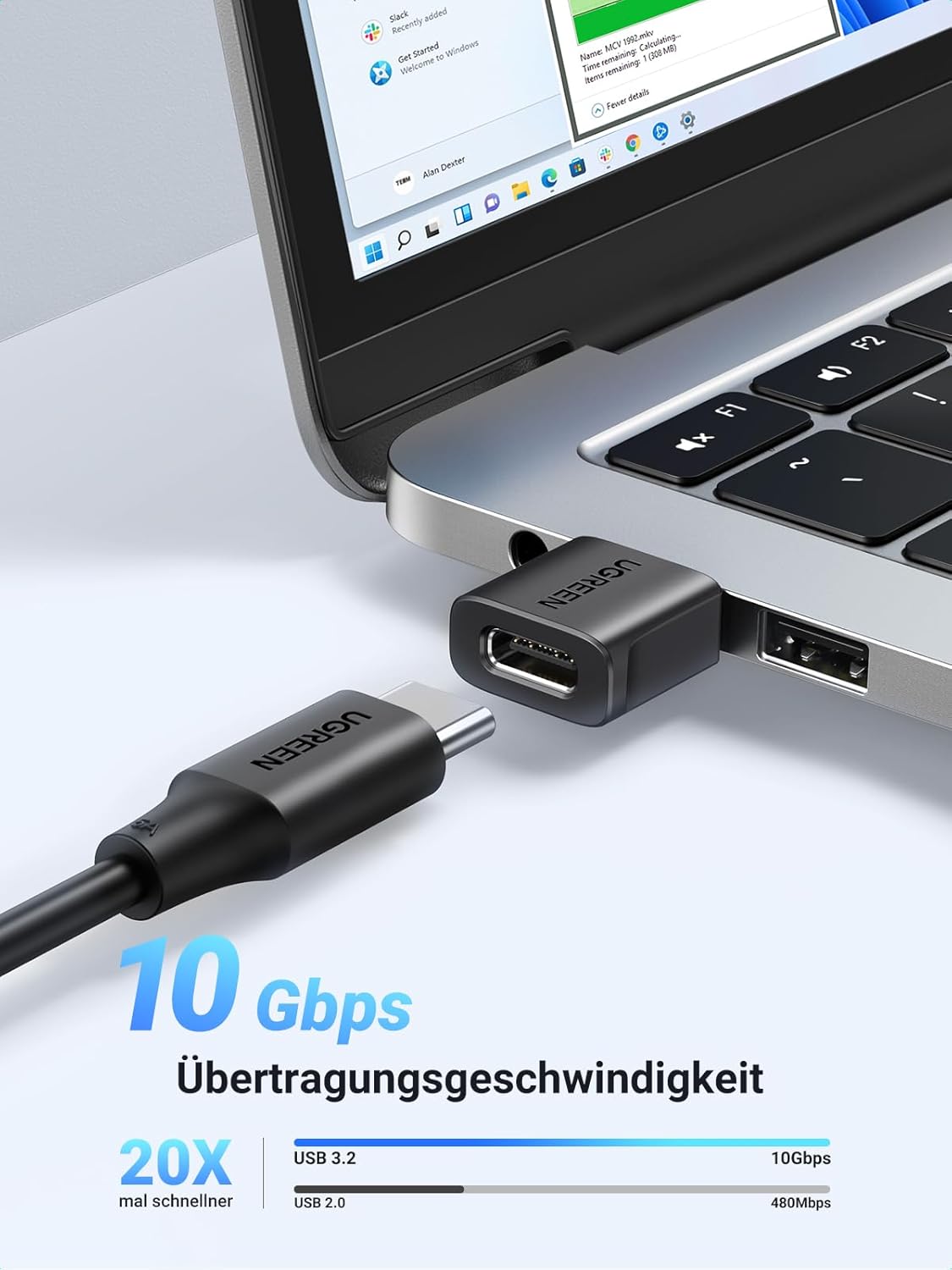 UGREEN USB C Adapter (3 Stück), 10Gbps USB C Buchse zu A Stecker Adapter Kompatibel Mit iPhone 17/16/15 Serie, iPad, Galaxy S24/S23 Serie, Laptops, Carplay usw