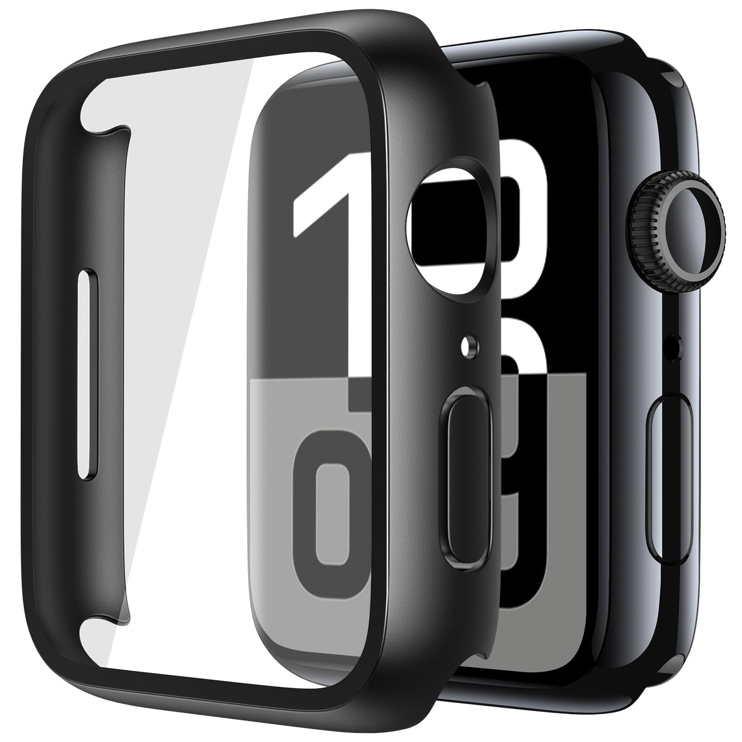 Misxi 2 Stück Harte PC Schutzhülle mit Gehärtetem Displayschutz für Apple Watch Series 11 (2025) Series 10 46mm, Ultra-dünne Anti-Fall Kratzfeste Abdeckung Schutz für iWatch, Mattschwarz