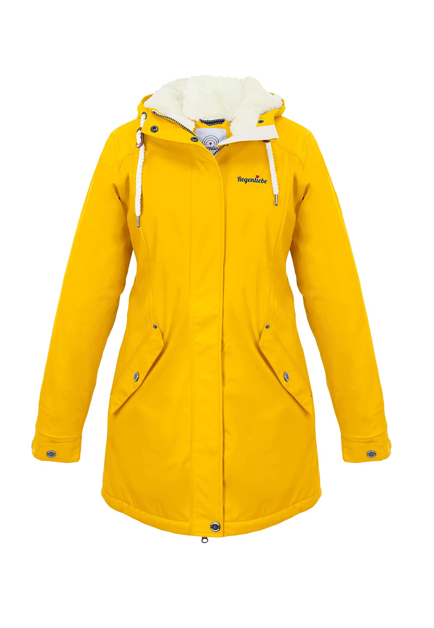 Regenliebe Damen Regenmantel wasserdicht Friesennerz mit Teddyfleece gefüttert