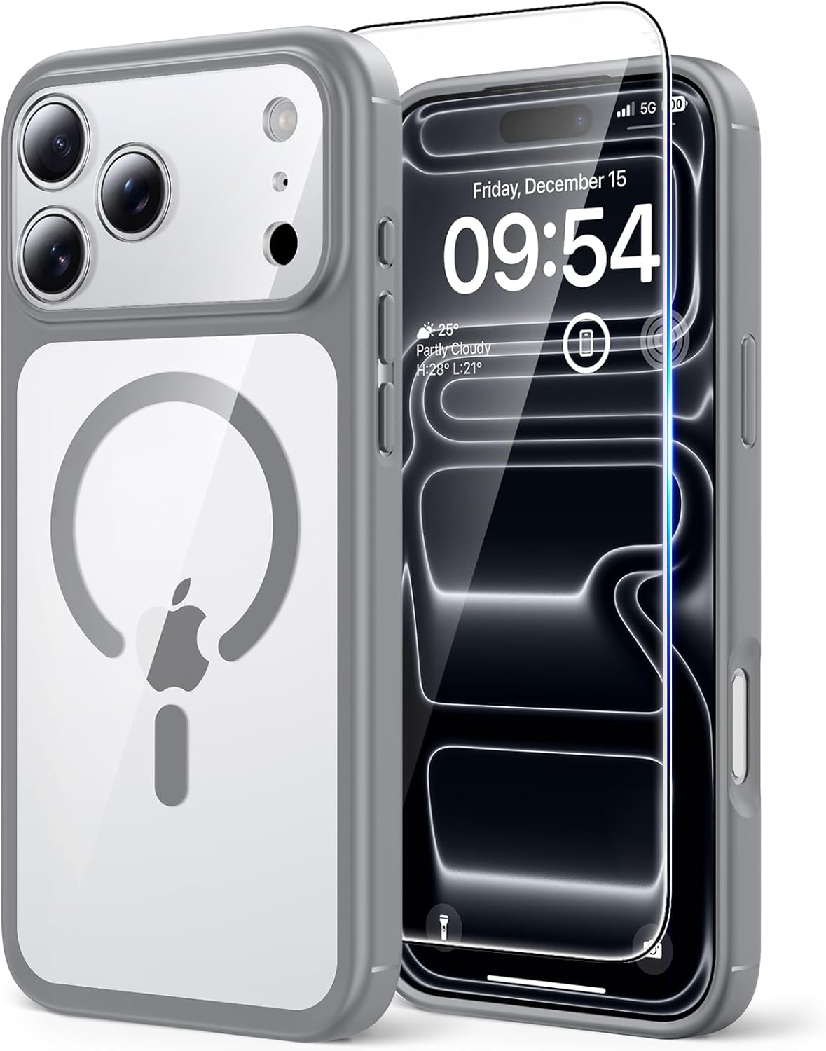 TAURI für iPhone 17 Hülle 6,3" mit Panzer Schutz Glas Folie, Kompatibel mit MagSafe, Schutz nach Militärstandard, [Anti-Vergilbung] Stoßfest Transparent Magnetisch Handyhülle - Durchsichtig