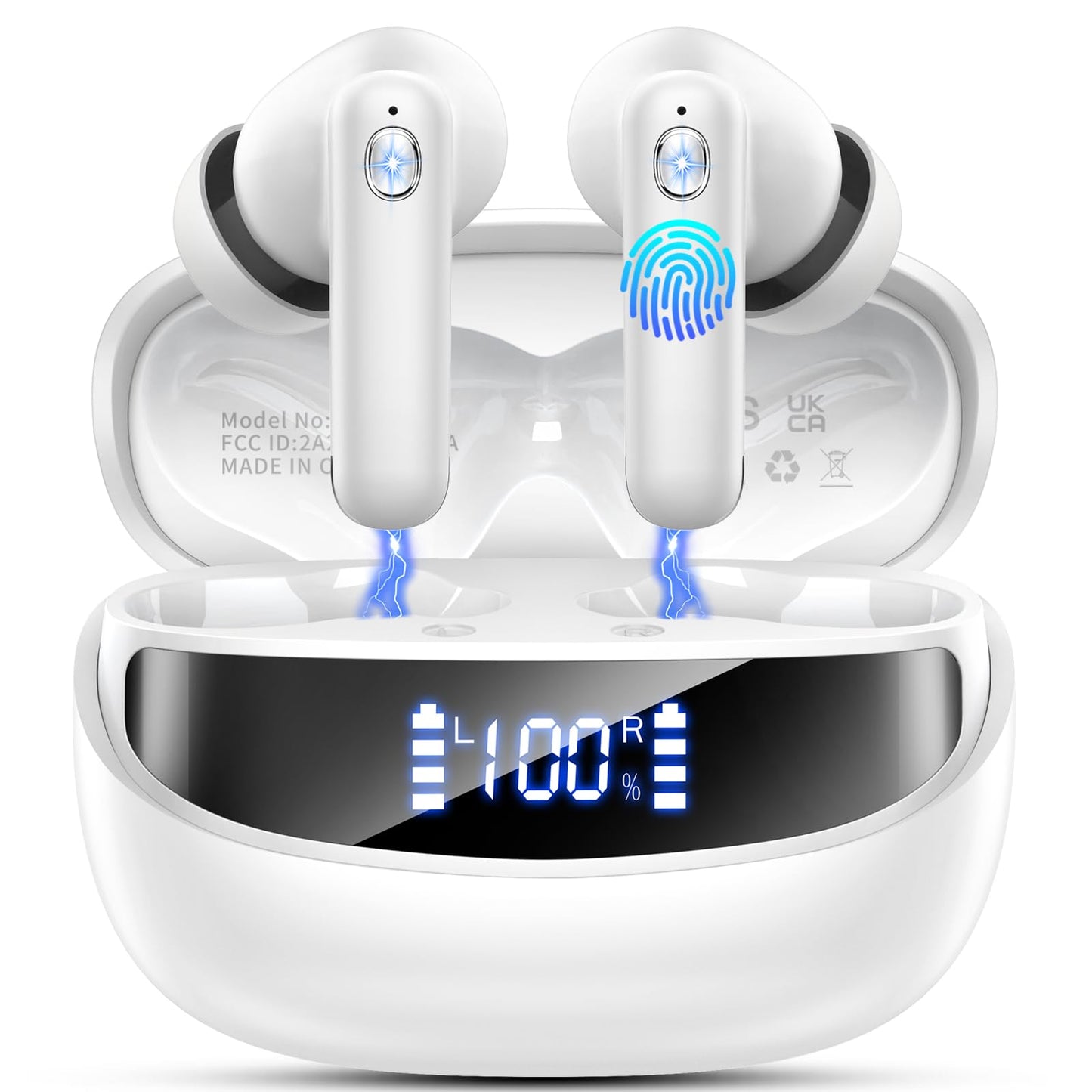Bluetooth Kopfhörer, 2026 Kopfhörer Kabellos Bluetooth 5.4, 50 Std Spielzeit In Ear Kopfhörer HiFi Stereo mit 4 ENC Noise Cancelling Mics, IP7 Wasserdicht Kabellose Kopfhörer, Ohrhörer mit LED-Anzeige