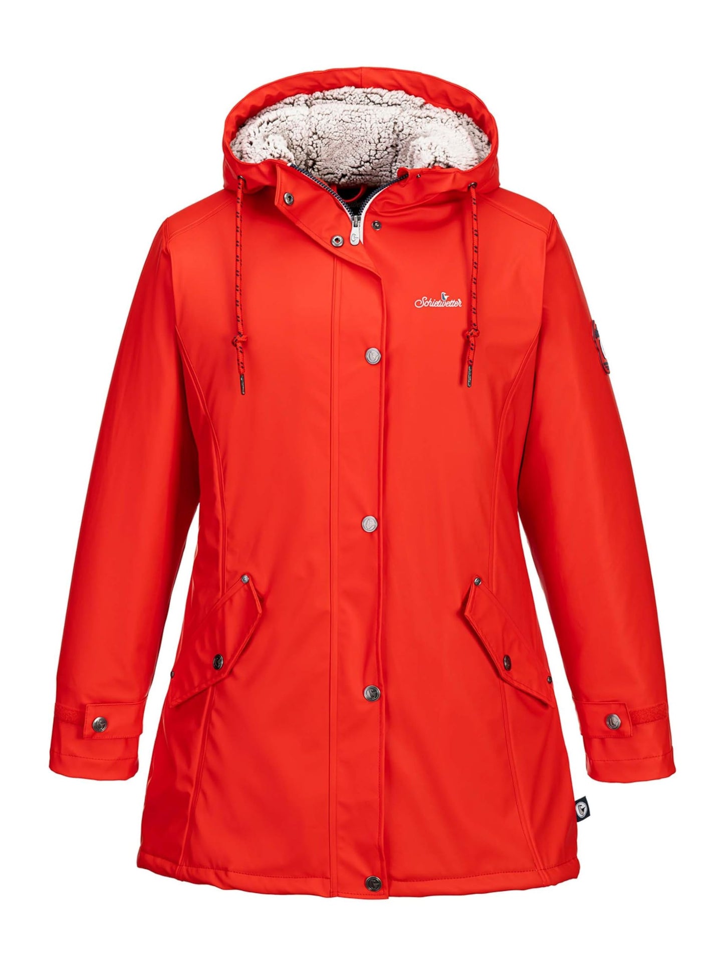 SCHIETWETTER Damen Regenjacke Büffelfell Mima, Friesenerz, Kuschelfleece, Regenparka, PU-Jacke, gefüttert, wasserdicht, Winddicht