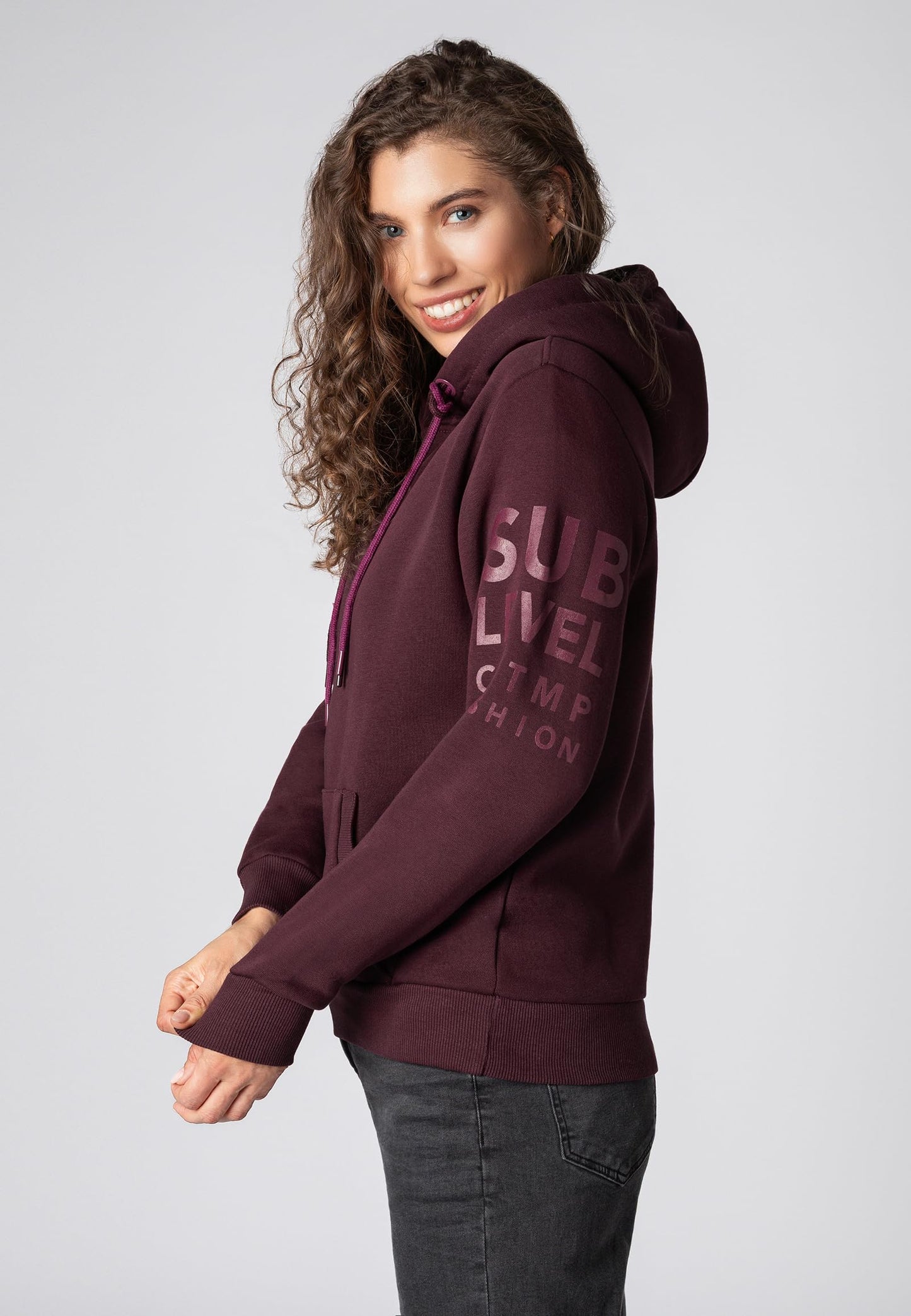 Sublevel Damen Sweathoodie Kapuzenpullover Sweatjacke mit Prints und Kapuze