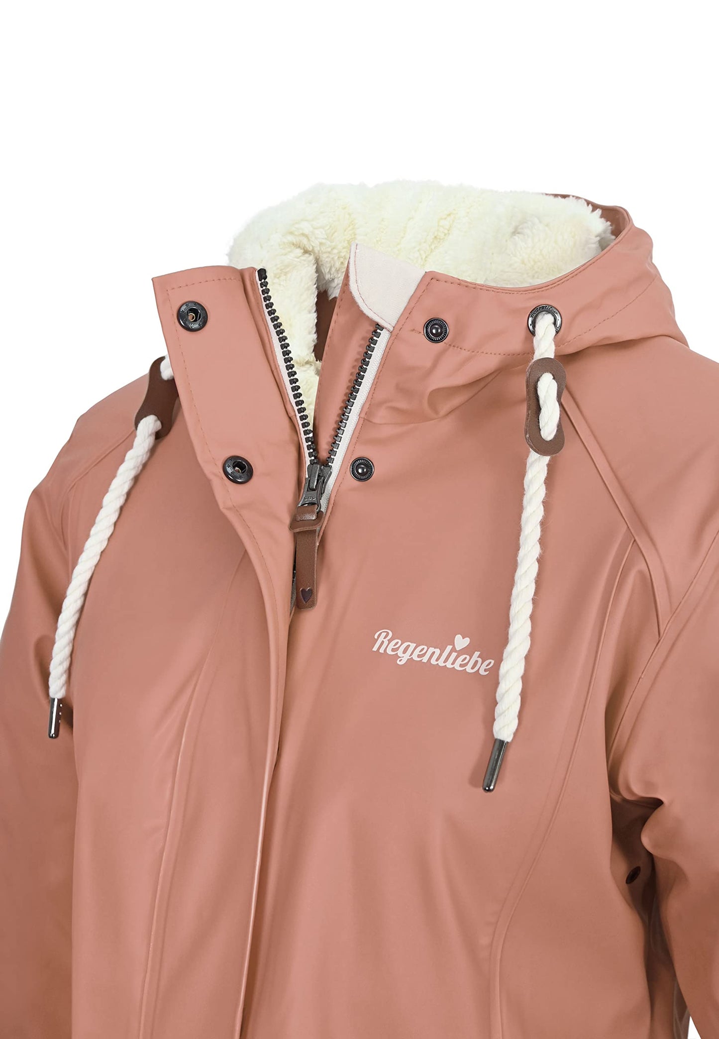 Regenliebe Damen Regenmantel wasserdicht Friesennerz mit Teddyfleece gefüttert