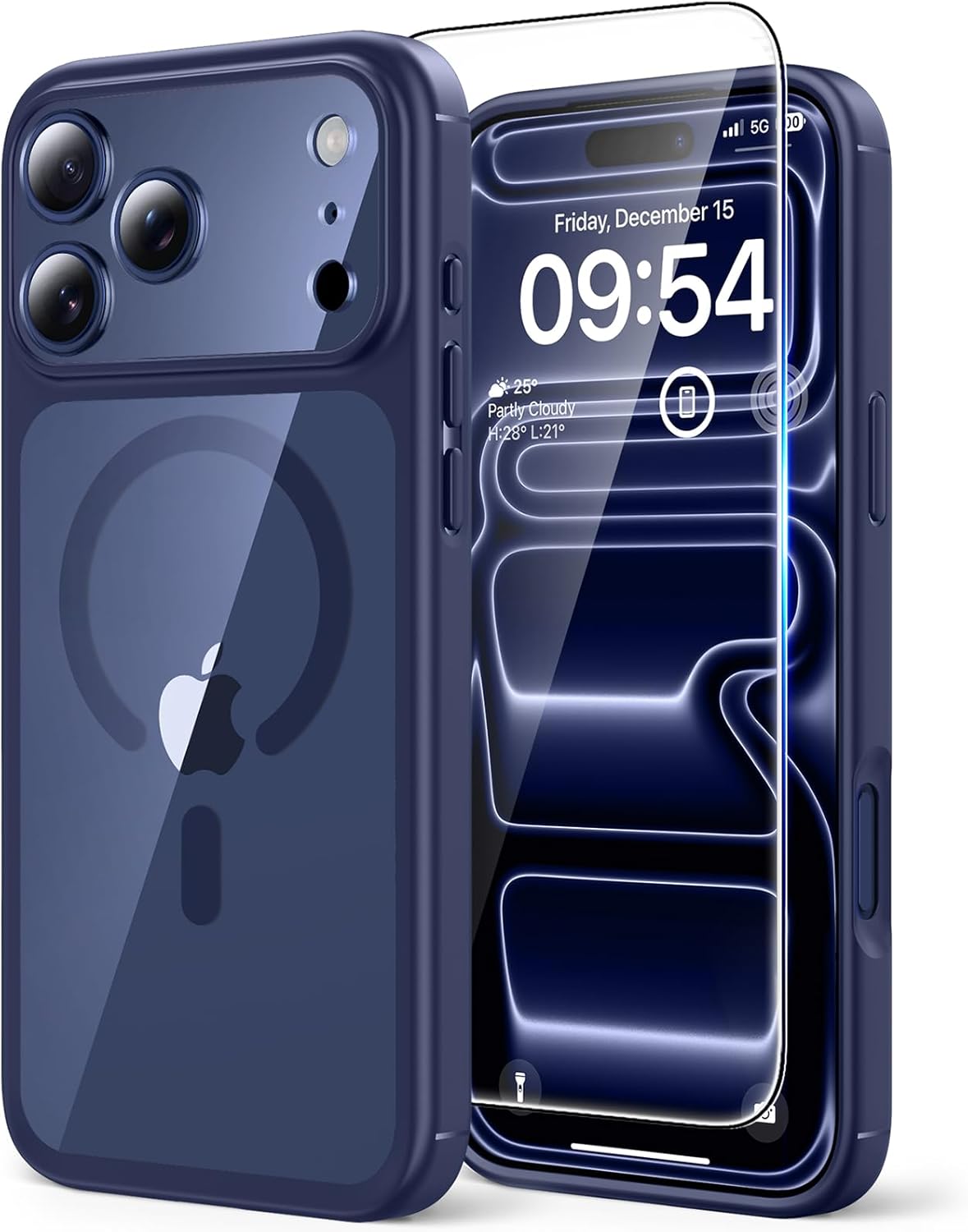 TAURI für iPhone 17 Hülle 6,3" mit Panzer Schutz Glas Folie, Kompatibel mit MagSafe, Schutz nach Militärstandard, [Anti-Vergilbung] Stoßfest Transparent Magnetisch Handyhülle - Durchsichtig