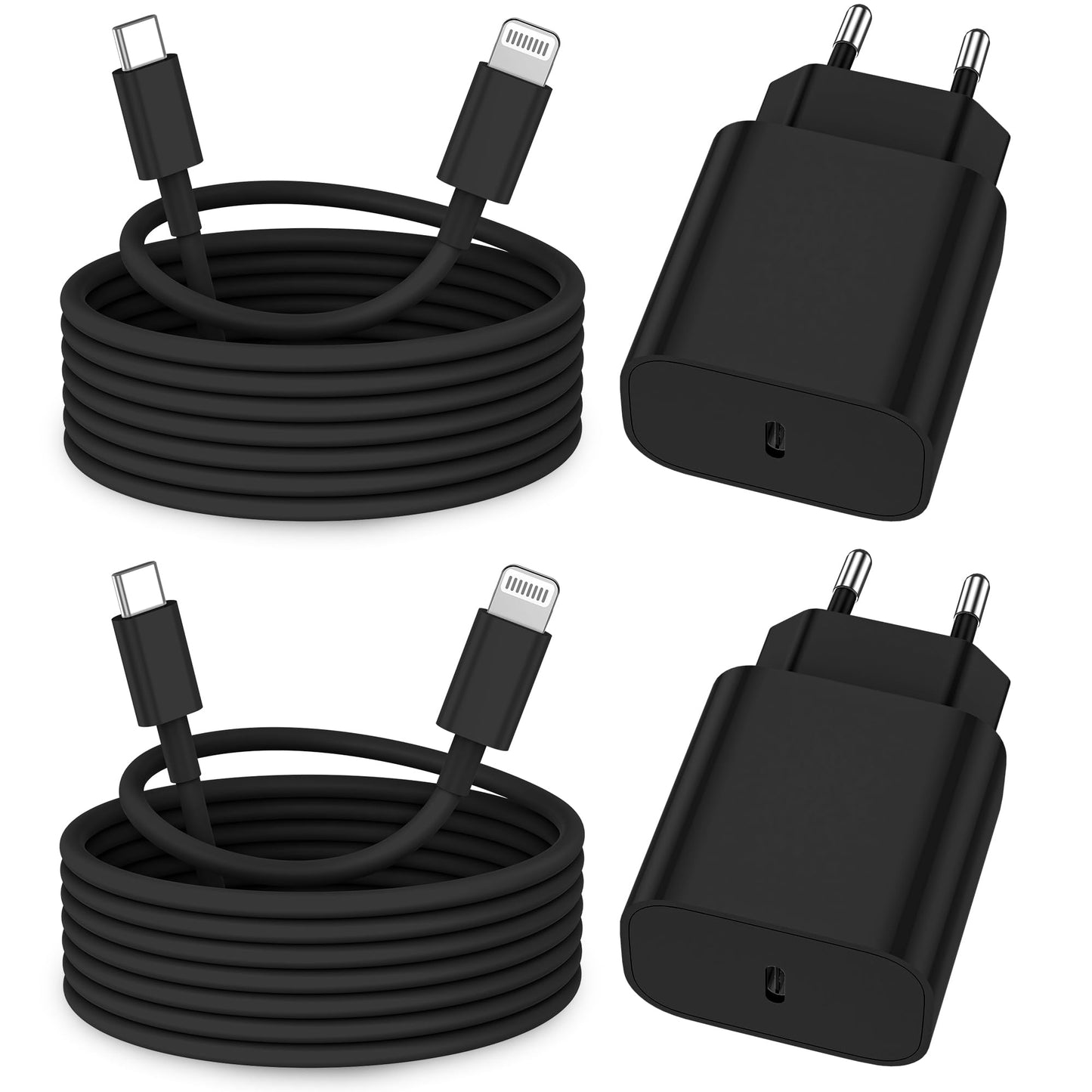 iPhone Ladekabel, [MFi-Zertifiziert] 2er Pack 25W iPhone Ladegerät Apple Ladekabel 2M, USBC Schnellladegerät mit USB C auf Lightning Kabel für i Phone 14 13 12 11 Pro Max XS XR X 8 7 6 Plus 5 iPad
