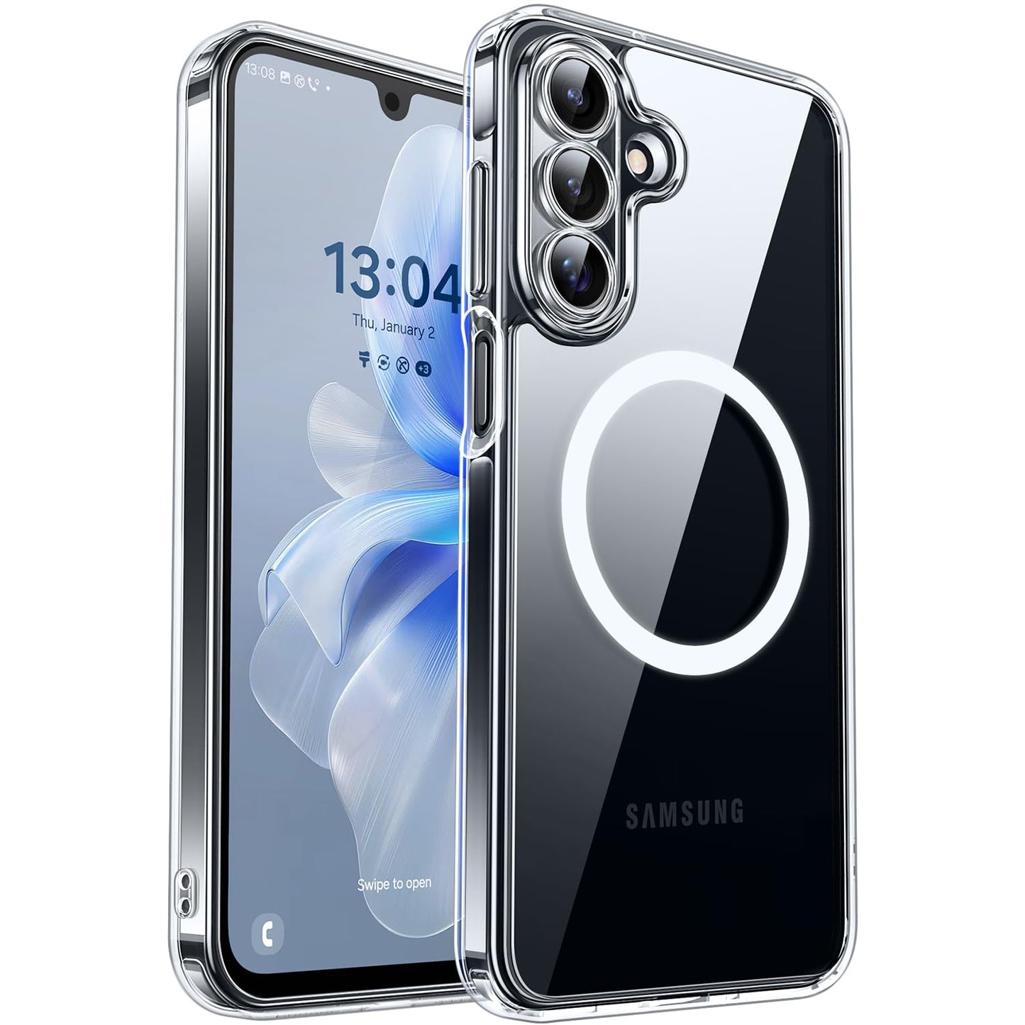 CANSHN für Samsung Galaxy S25 Hülle mit Kameraschutz für Magsafe (TOP Militärschutz & Magnetkraft) Extrem Haltbarkeit Handyhülle S25 Case - Transluzente Matt Schwarz