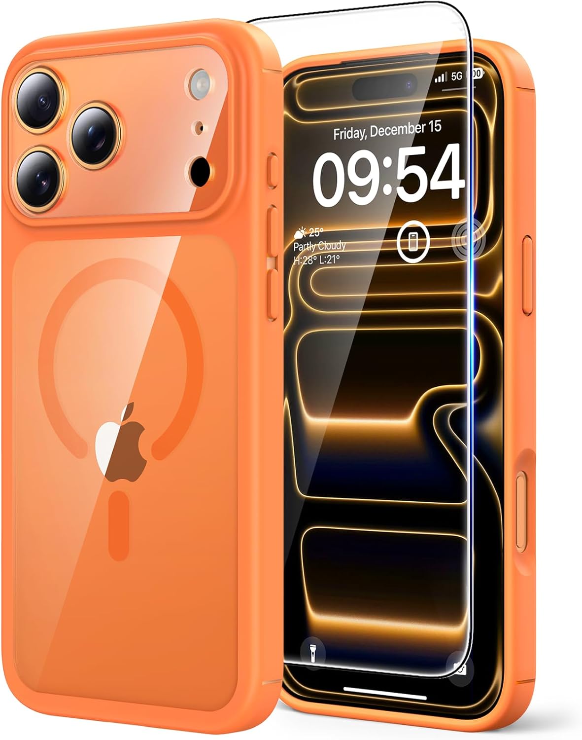 TAURI für iPhone 17 Hülle 6,3" mit Panzer Schutz Glas Folie, Kompatibel mit MagSafe, Schutz nach Militärstandard, [Anti-Vergilbung] Stoßfest Transparent Magnetisch Handyhülle - Durchsichtig