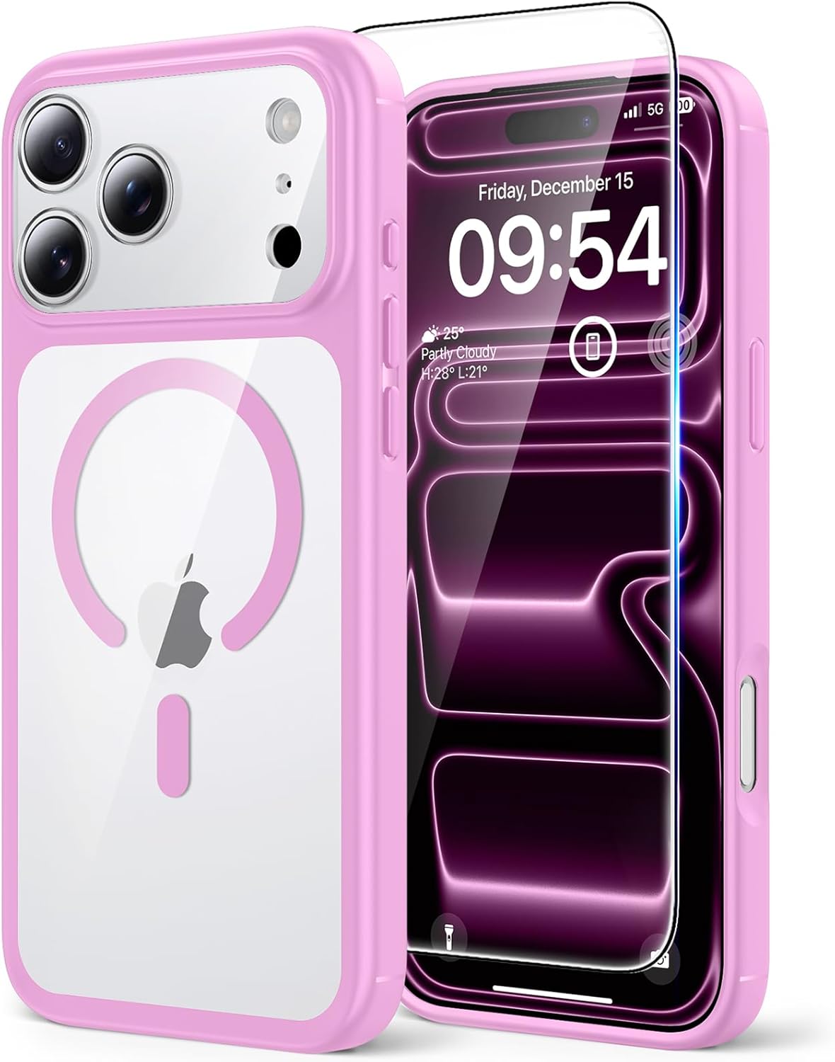 TAURI für iPhone 17 Hülle 6,3" mit Panzer Schutz Glas Folie, Kompatibel mit MagSafe, Schutz nach Militärstandard, [Anti-Vergilbung] Stoßfest Transparent Magnetisch Handyhülle - Durchsichtig
