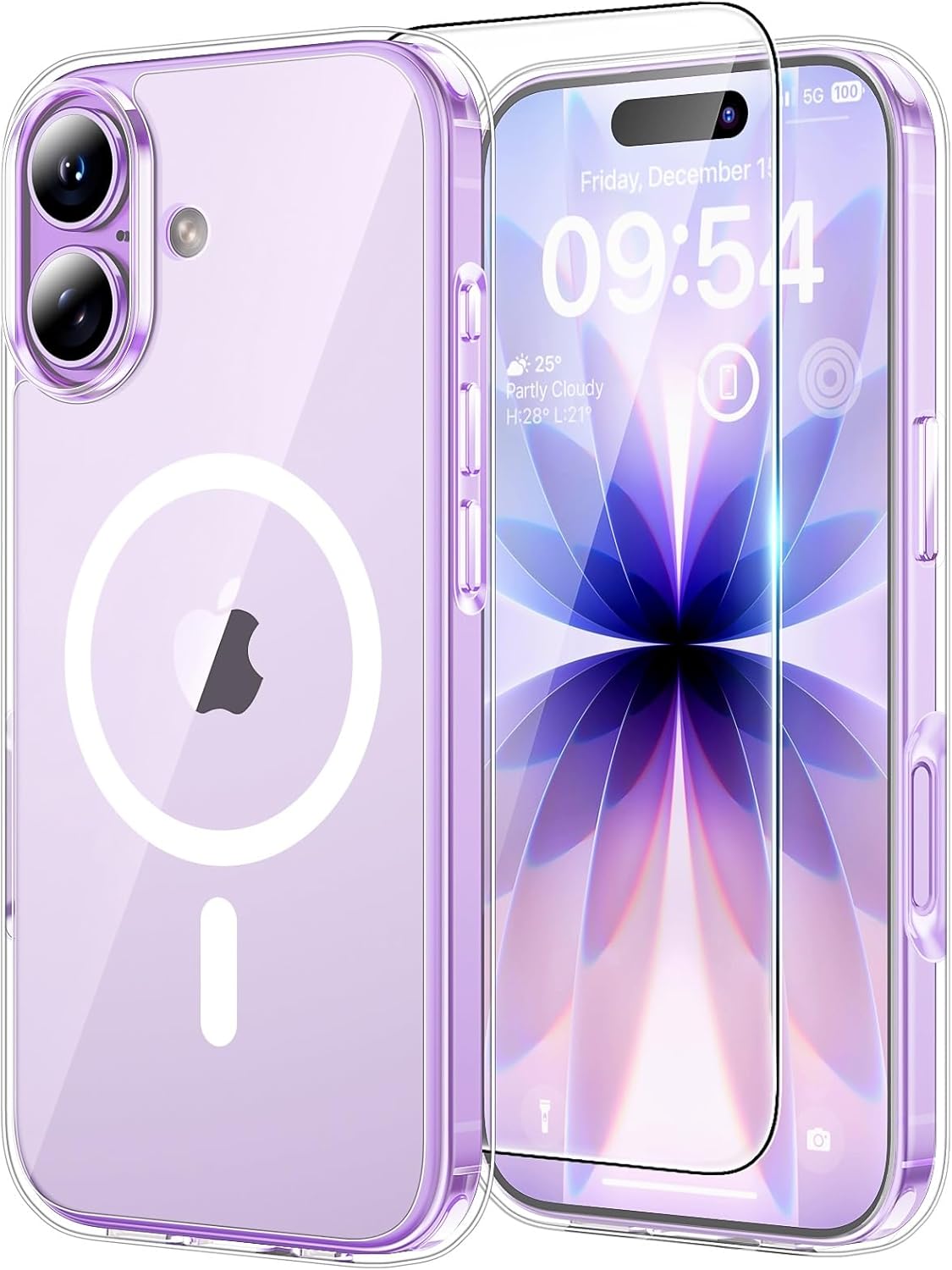 TAURI für iPhone 17 Hülle 6,3" mit Panzer Schutz Glas Folie, Kompatibel mit MagSafe, Schutz nach Militärstandard, [Anti-Vergilbung] Stoßfest Transparent Magnetisch Handyhülle - Durchsichtig