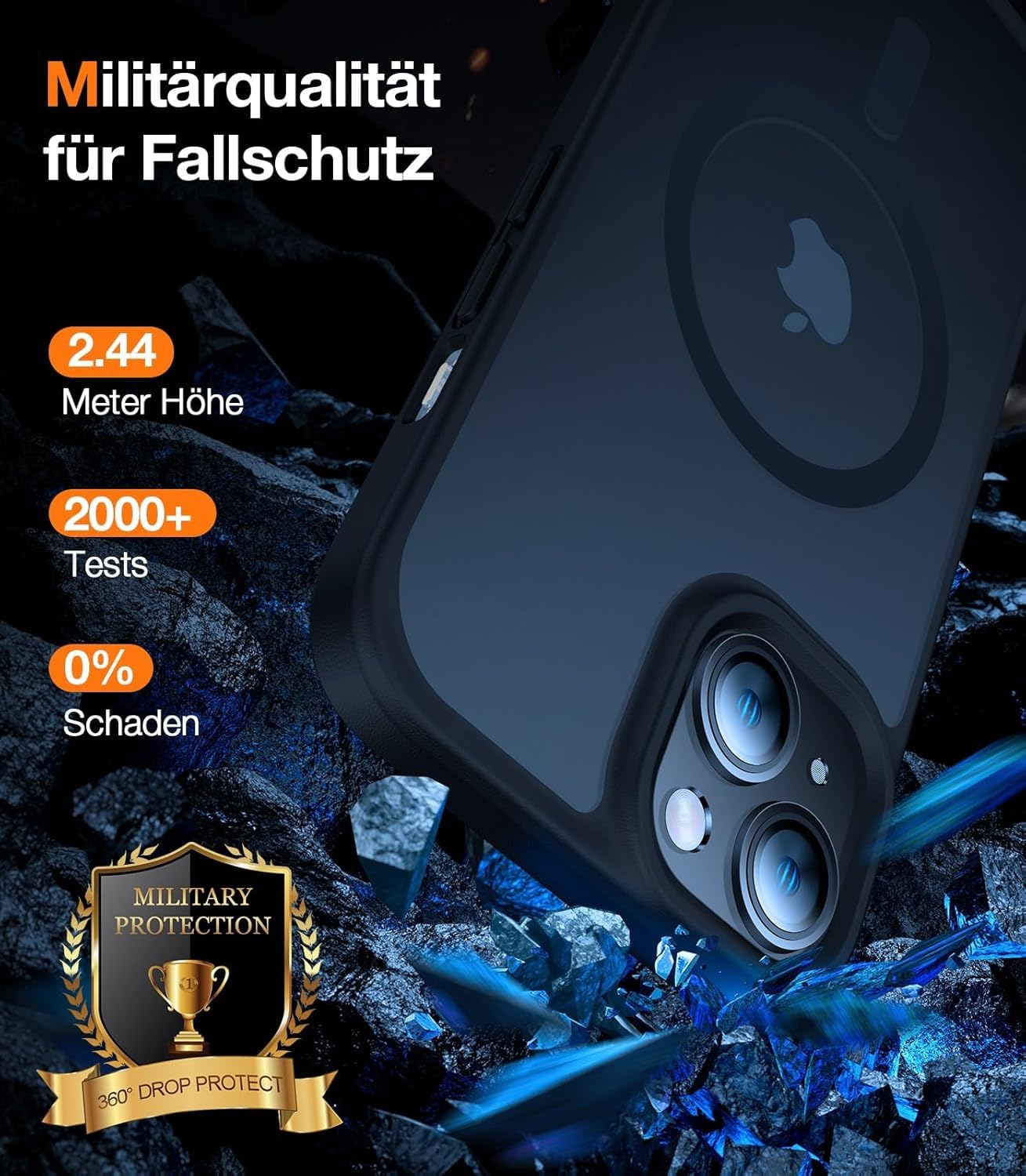 TORRAS Guardian-Mag für iPhone 17 Pro Hülle für MagSafe (Zertifizierte Militärschutz und Magnetkraft) Handyhülle iPhone 17 Pro Case Extrem Haltbarkeit Hülle Stoßfest Kratzfest Cover, Matt Blau