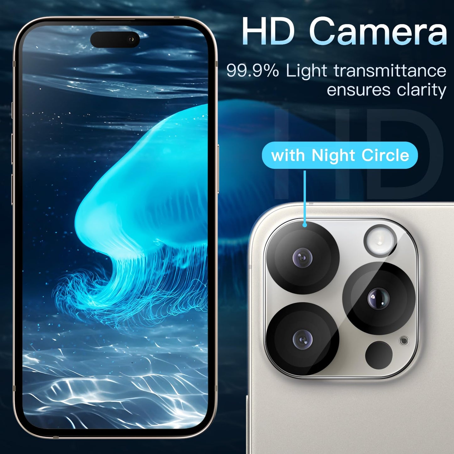 JETech Kameraschutz für iPhone 17 Pro 6,3 Zoll, 9H Gehärtetes Glas, Anti-Kratzer, Hat Keinen Einfluss auf die Hülle, Beeinträchtigt Nachtaufnahmen Nicht, HD Klar, 3 Stück (Durchsichtig)