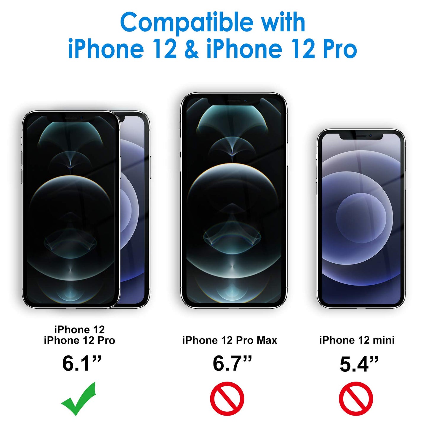 JETech Screen Protector for iPhone 12/12 Pro 6.1 Inch, Tempered Glass Screen Protector, Pack of 3