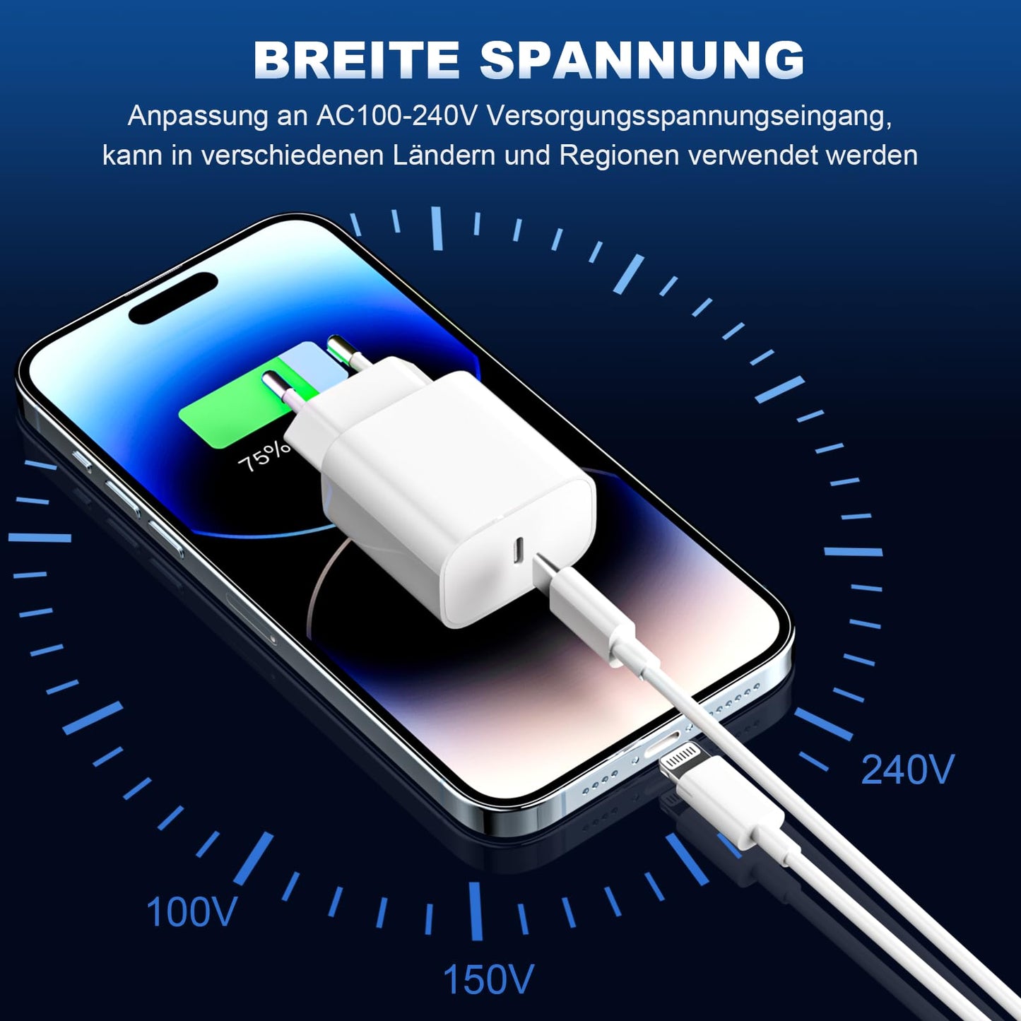 iPhone Ladekabel, [MFi-Zertifiziert] 2er Pack 25W iPhone Ladegerät Apple Ladekabel 2M, USBC Schnellladegerät mit USB C auf Lightning Kabel für i Phone 14 13 12 11 Pro Max XS XR X 8 7 6 Plus 5 iPad