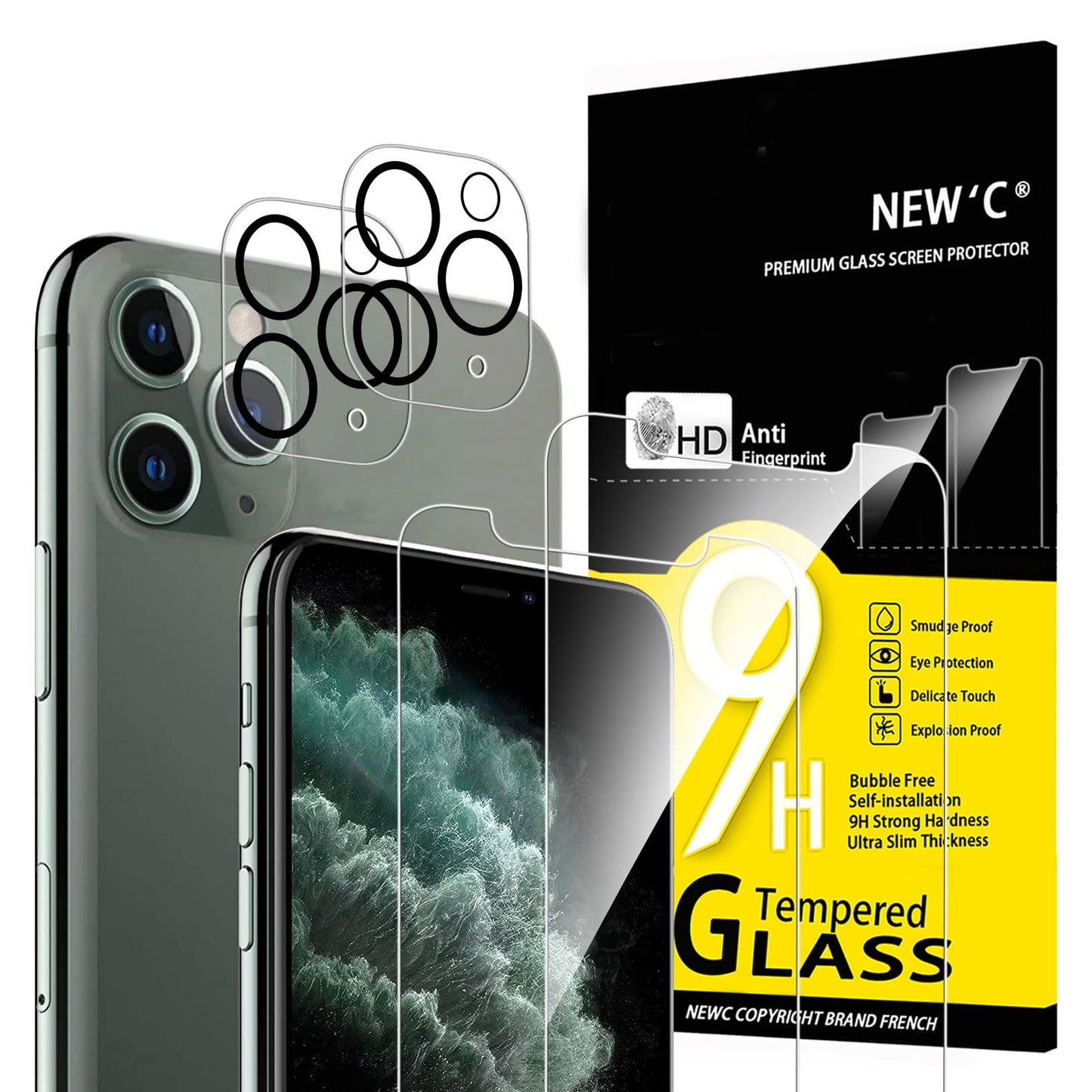 NEW'C für iPhone 16 für Panzerglas 6,1 Zoll (2 Stück) und 2 x Kamera Panzer Schutz für Kameraschutz (2 Stück) -Kratzfest -extrem widerstandsfähig -9H-Härteglas