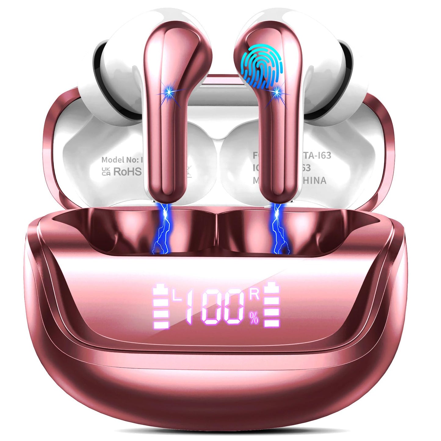 Bluetooth Kopfhörer, 2026 Kopfhörer Kabellos Bluetooth 5.4, 50 Std Spielzeit In Ear Kopfhörer HiFi Stereo mit 4 ENC Noise Cancelling Mics, IP7 Wasserdicht Kabellose Kopfhörer, Ohrhörer mit LED-Anzeige
