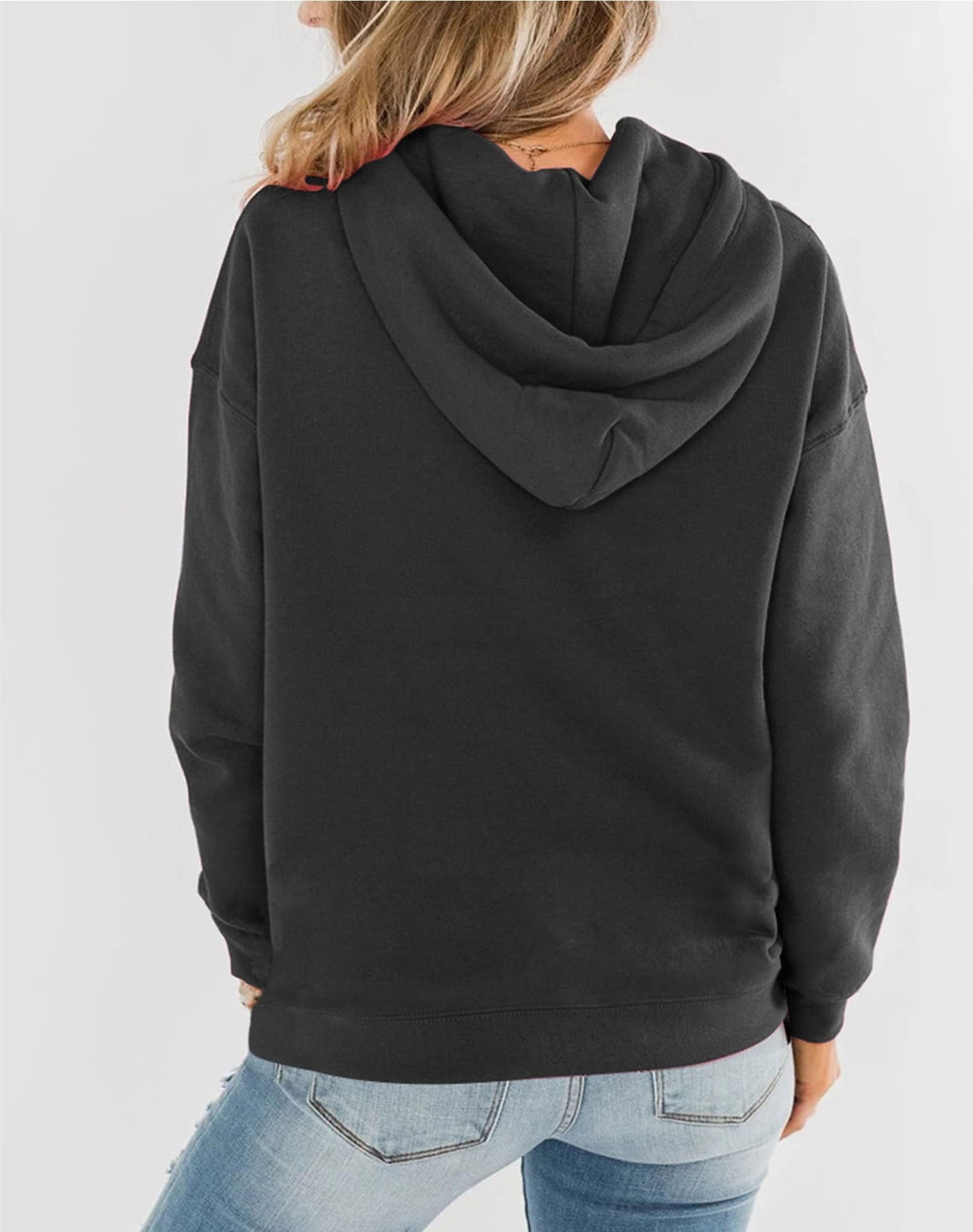 Hoodie Damen Kapuzenpullover Baumwolle Pullover Herbst Langarm Sweatshirt Casual Hoody mit Kapuze Leichter Pulli Oberteile