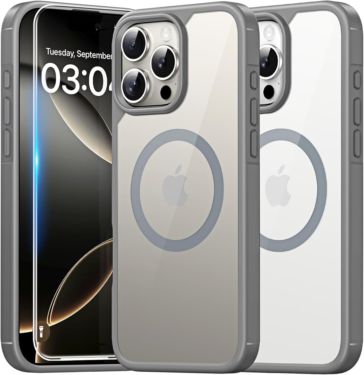 TAURI für iPhone 17 Hülle 6,3" mit Panzer Schutz Glas Folie, Kompatibel mit MagSafe, Schutz nach Militärstandard, [Anti-Vergilbung] Stoßfest Transparent Magnetisch Handyhülle - Durchsichtig