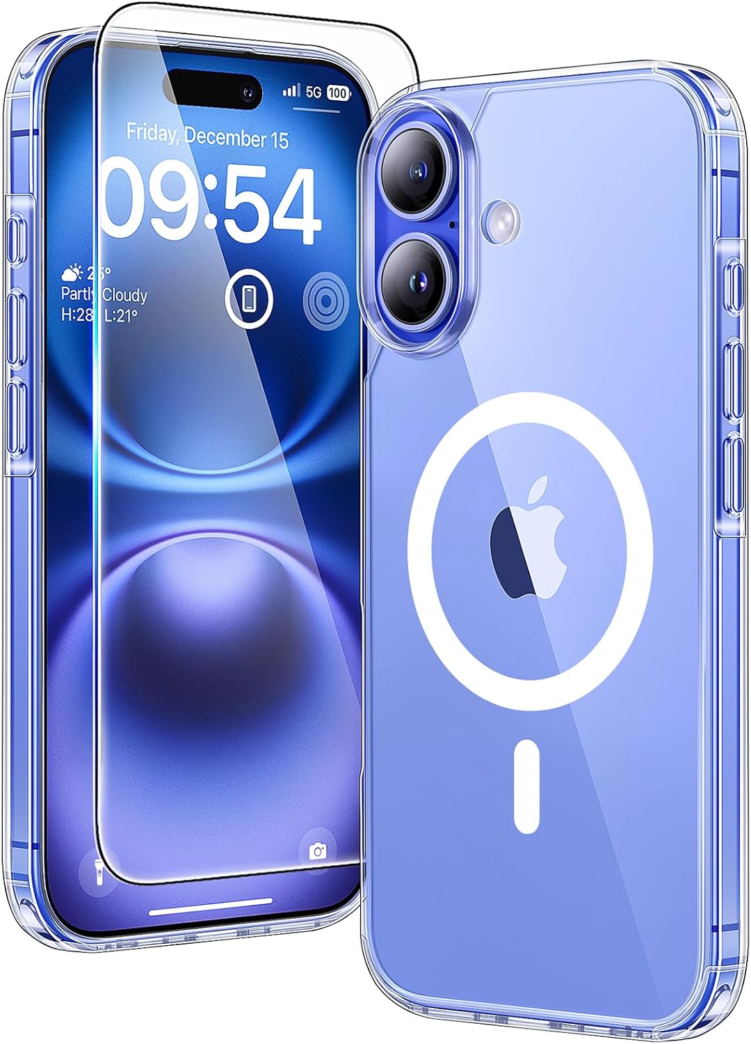 TAURI für iPhone 17 Hülle 6,3" mit Panzer Schutz Glas Folie, Kompatibel mit MagSafe, Schutz nach Militärstandard, [Anti-Vergilbung] Stoßfest Transparent Magnetisch Handyhülle - Durchsichtig