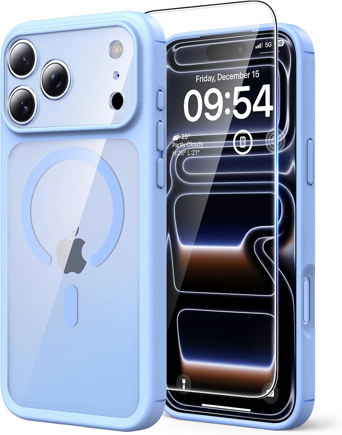 TAURI für iPhone 17 Hülle 6,3" mit Panzer Schutz Glas Folie, Kompatibel mit MagSafe, Schutz nach Militärstandard, [Anti-Vergilbung] Stoßfest Transparent Magnetisch Handyhülle - Durchsichtig