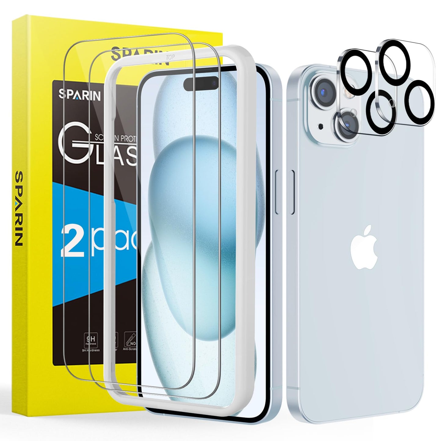 SPARIN für iPhone 17 Pro 6.3 Zoll 2025 Panzer Schutz Glas, 3 Stück Schutzfolie und 3 Stück Kameraschutz mit Montage Rahmen, 9H Härte, Anti-Bläschen,HD-Klar