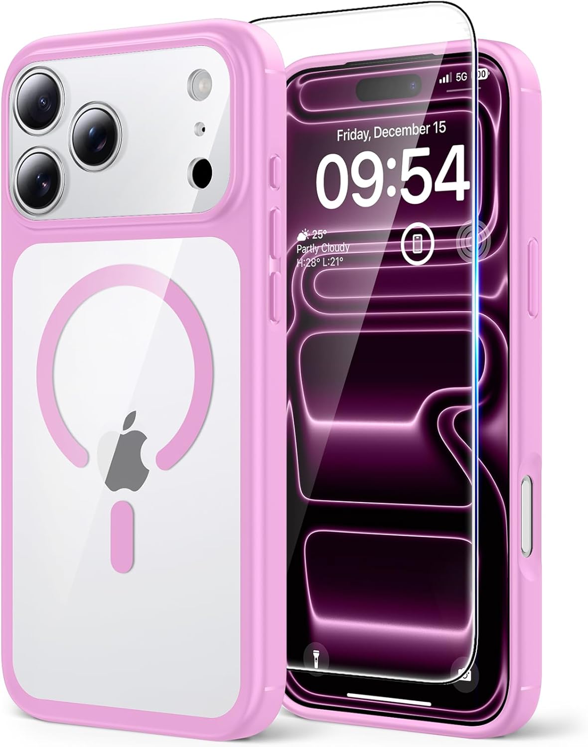 TAURI für iPhone 17 Hülle 6,3" mit Panzer Schutz Glas Folie, Kompatibel mit MagSafe, Schutz nach Militärstandard, [Anti-Vergilbung] Stoßfest Transparent Magnetisch Handyhülle - Durchsichtig