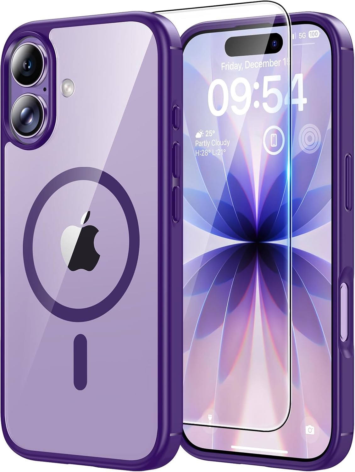 TAURI für iPhone 17 Hülle 6,3" mit Panzer Schutz Glas Folie, Kompatibel mit MagSafe, Schutz nach Militärstandard, [Anti-Vergilbung] Stoßfest Transparent Magnetisch Handyhülle - Durchsichtig
