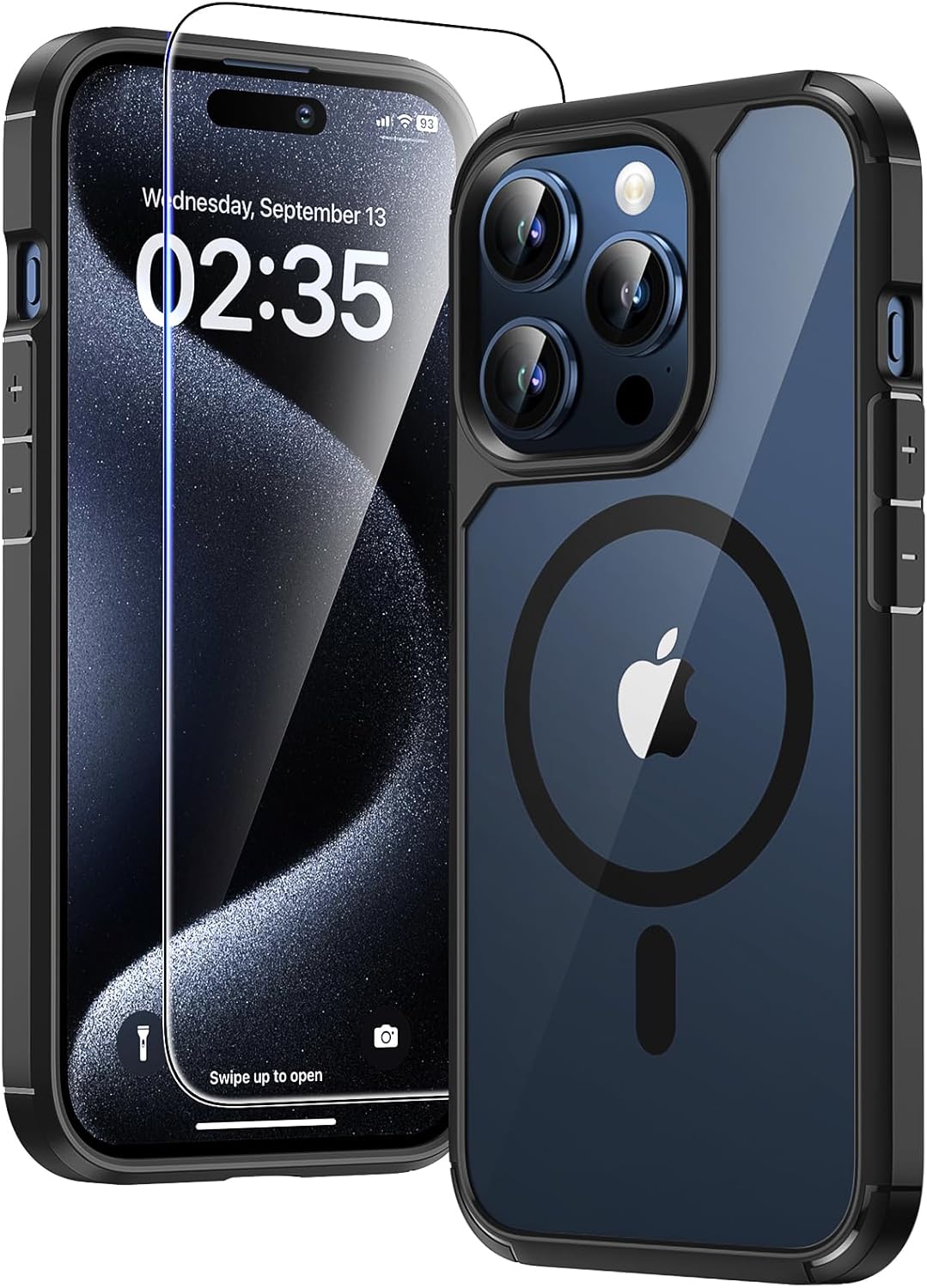 TAURI für iPhone 17 Hülle 6,3" mit Panzer Schutz Glas Folie, Kompatibel mit MagSafe, Schutz nach Militärstandard, [Anti-Vergilbung] Stoßfest Transparent Magnetisch Handyhülle - Durchsichtig