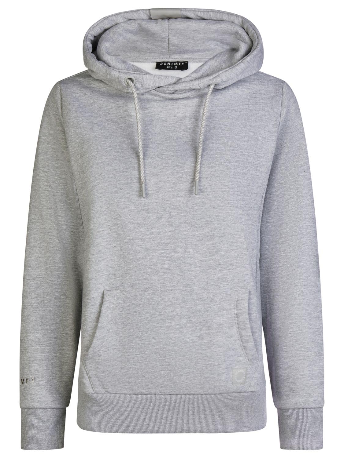 DENIMFY Hoodie Damen Regular Fit DFEmma Kapuzenpullover Pullover Cross-Over Kragen Schwarz Beige Grau Rose Blau Grün S M L XL XXL