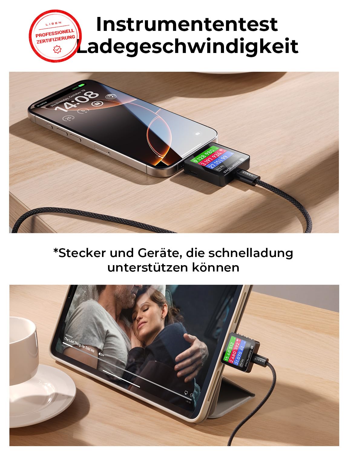 LISEN 60W USB C Kabel, [4er Pack, 0,5M 1M 1M 2M] USB C auf USB C Kabel Set, PD 3.0 Schnellladekabel USB C für iPhone 17 Pro Max Zubehör,iPhone 16 15,Switch,Samsung Galaxy S25,Pixel,MacBook,iPad,Xiaomi