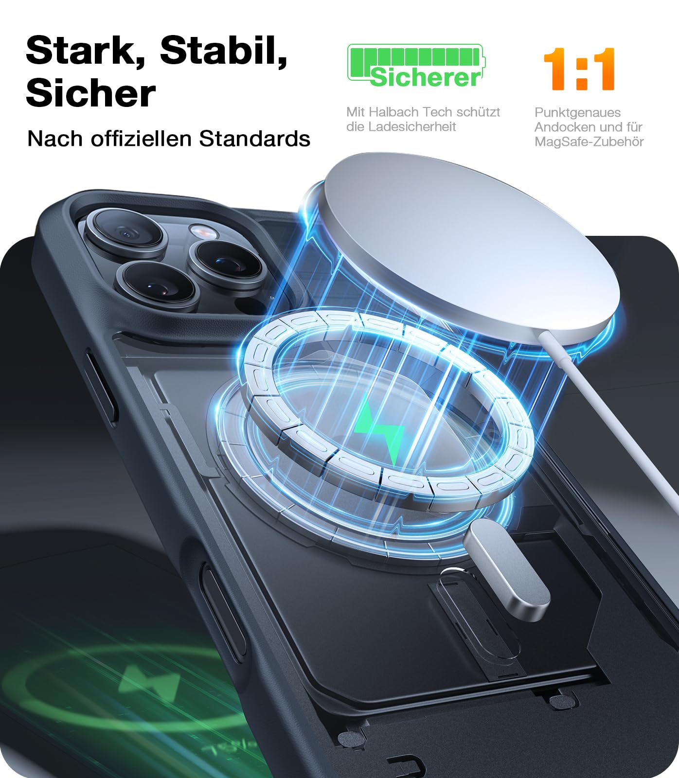 TORRAS Guardian-Mag für iPhone 17 Pro Hülle für MagSafe (Zertifizierte Militärschutz und Magnetkraft) Handyhülle iPhone 17 Pro Case Extrem Haltbarkeit Hülle Stoßfest Kratzfest Cover, Matt Blau