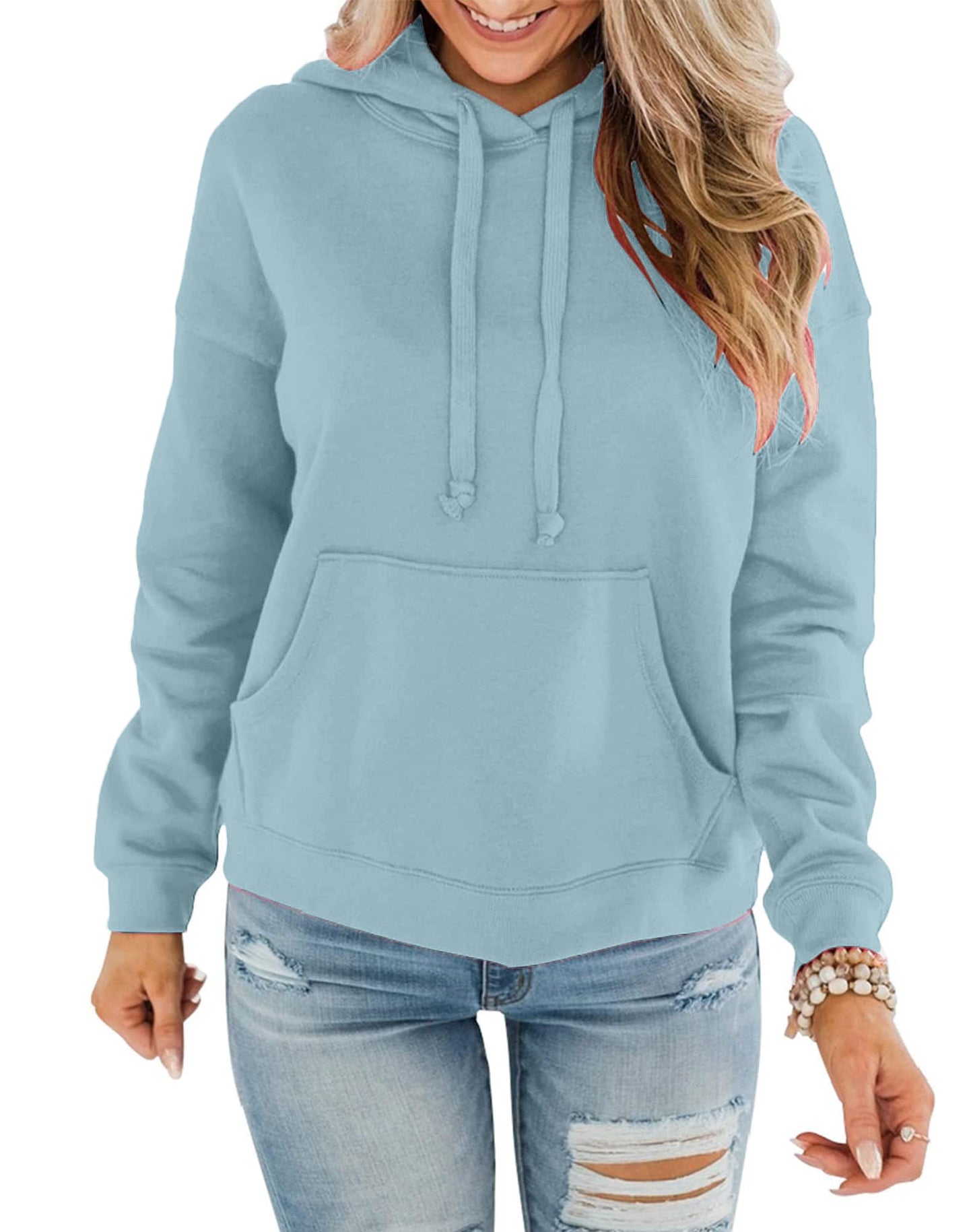 Hoodie Damen Kapuzenpullover Baumwolle Pullover Herbst Langarm Sweatshirt Casual Hoody mit Kapuze Leichter Pulli Oberteile