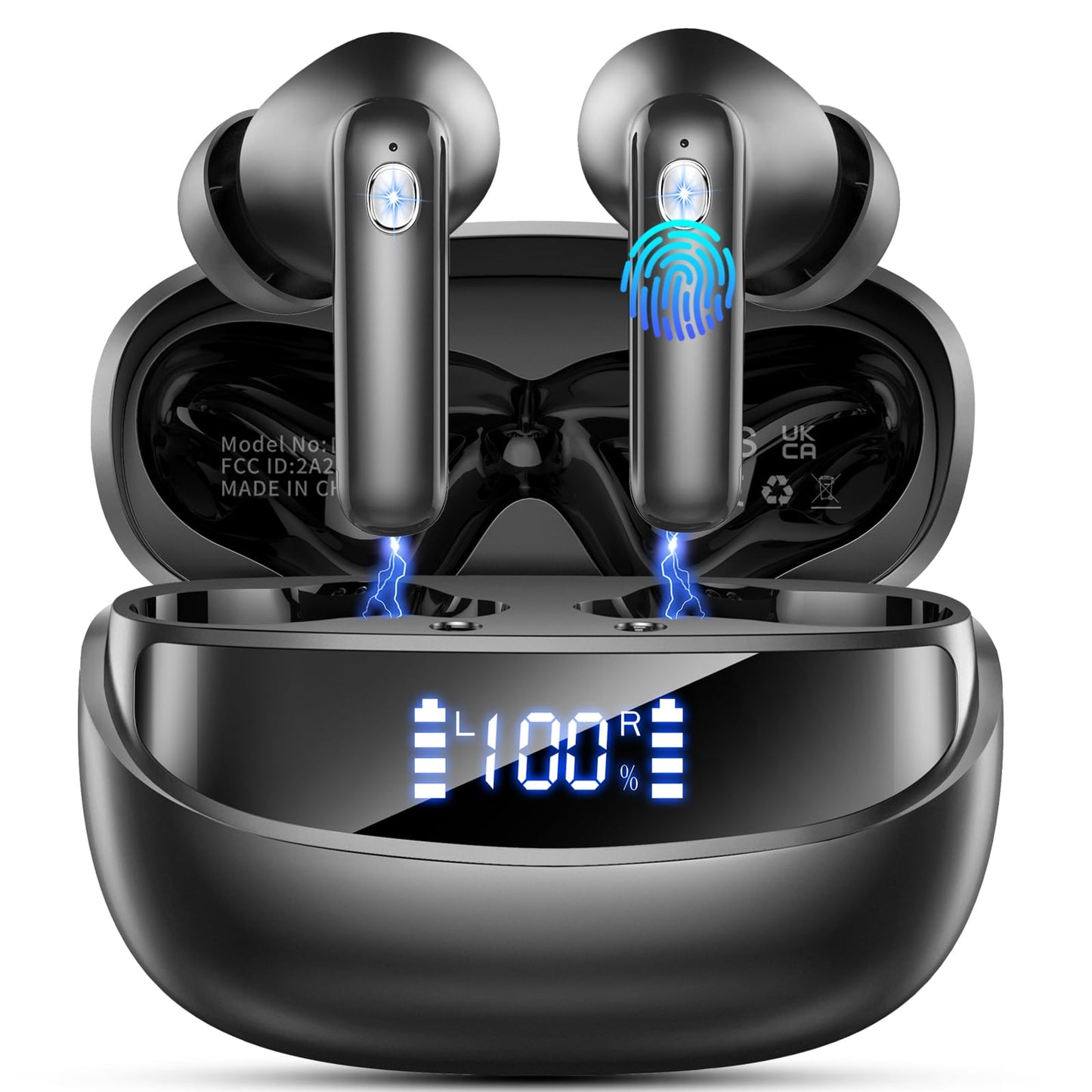Bluetooth Kopfhörer, 2026 Kopfhörer Kabellos Bluetooth 5.4, 50 Std Spielzeit In Ear Kopfhörer HiFi Stereo mit 4 ENC Noise Cancelling Mics, IP7 Wasserdicht Kabellose Kopfhörer, Ohrhörer mit LED-Anzeige